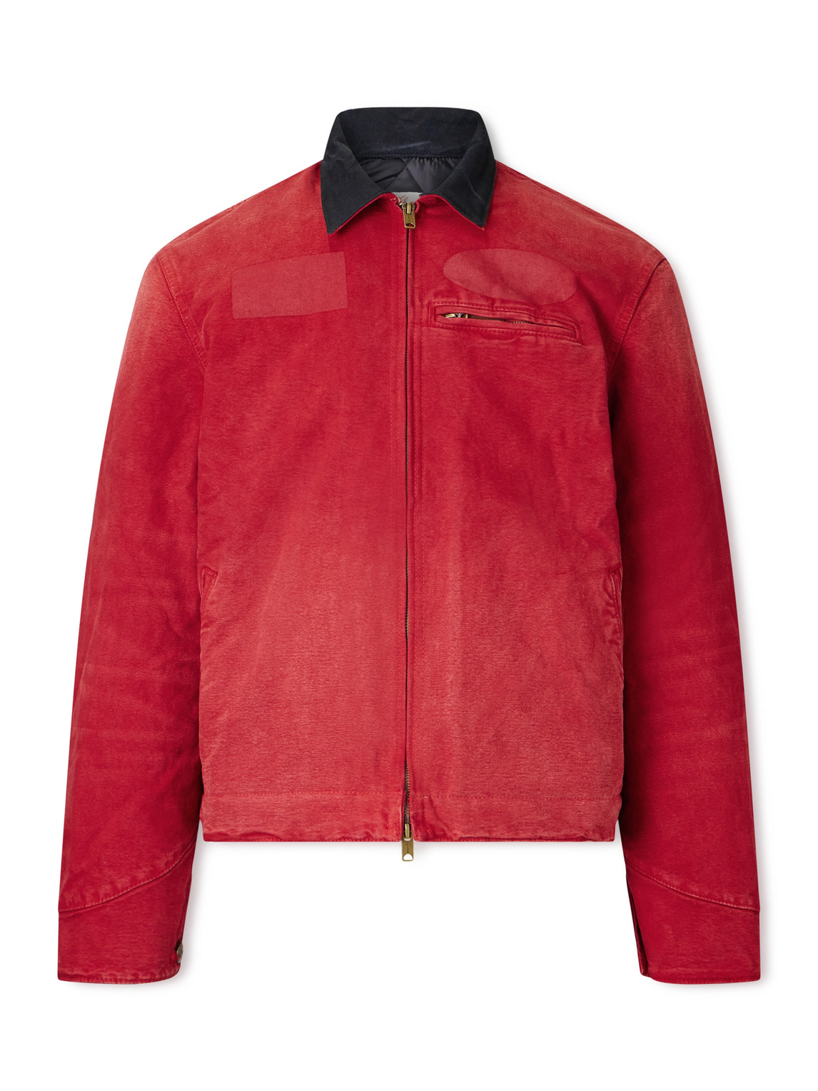 Cherry Los Angeles Sun Faded Padded Denim Chore Jacket In Red