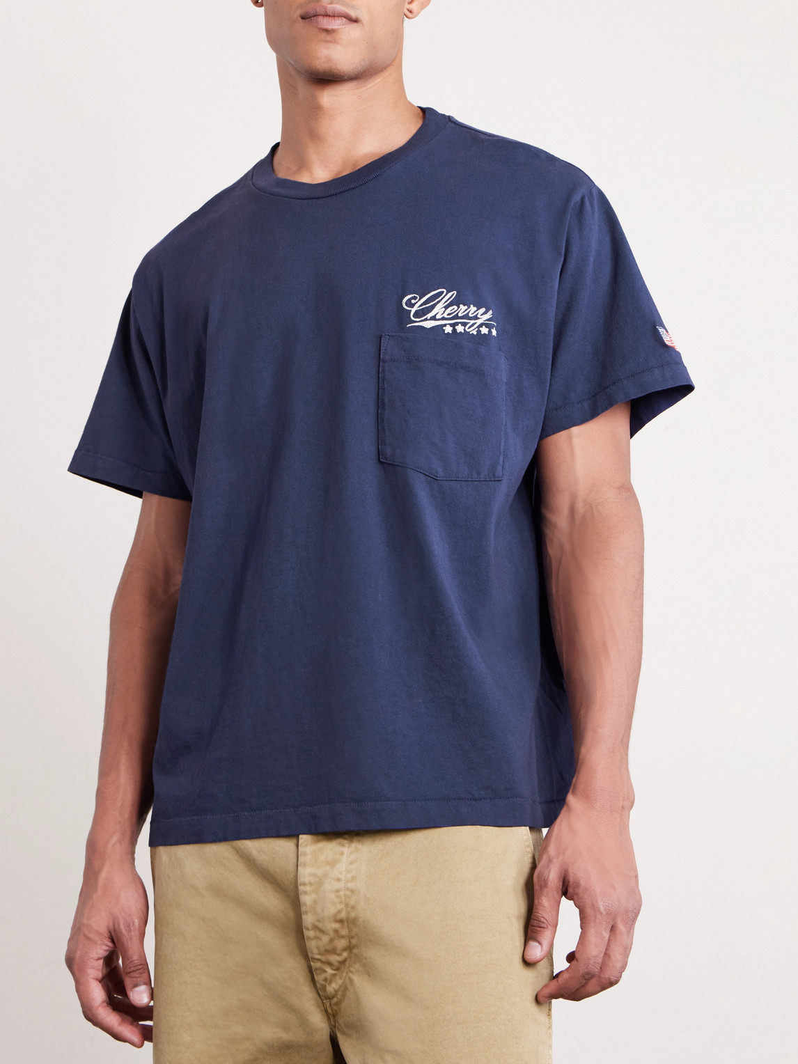 Cherry Los Angeles Five Star Logo-embroidered Cotton-jersey T-shirt In Blue