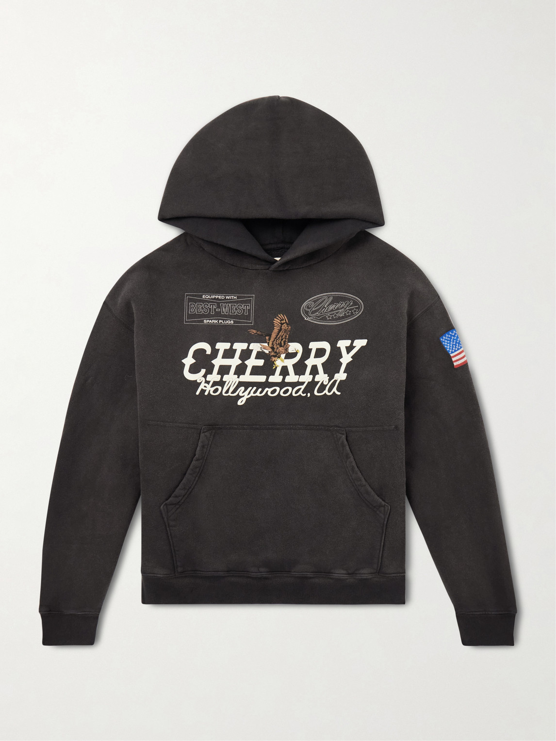 Cherry Los Angeles Hollywood Logo-Print Embroidered Cotton-Jersey Hoodie - Men