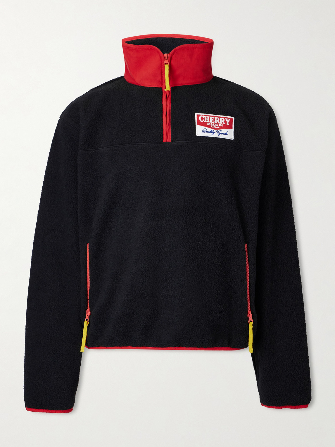 Cherry Los Angeles Logo-Appliquéd Fleece Half-Zip Sweater - Men