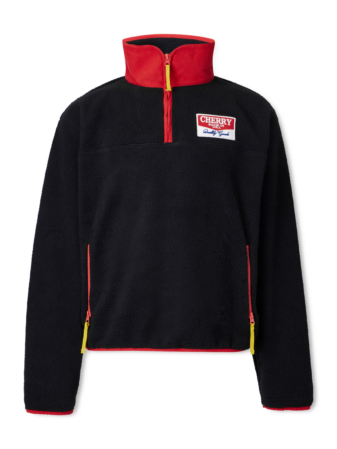 Cherry Los Angeles Logo-appliquéd Fleece Half-zip Sweater In Black