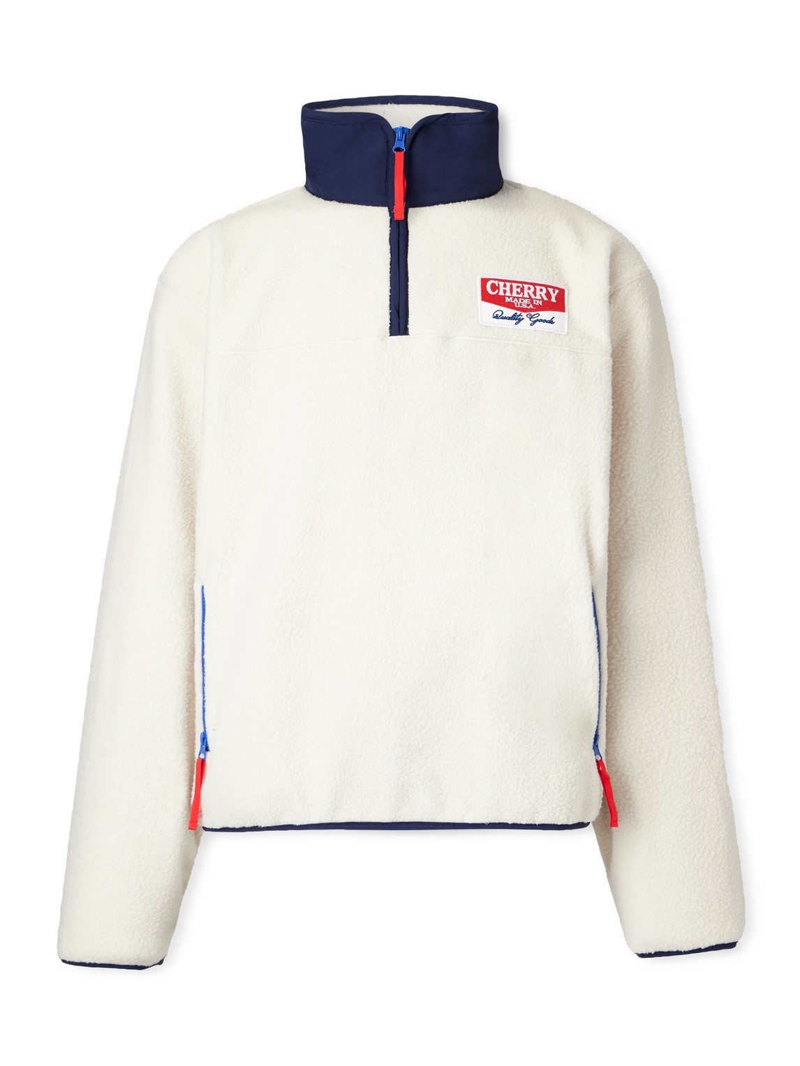 Cherry Los Angeles Logo-appliquéd Fleece Half-zip Sweatshirt In Neutral