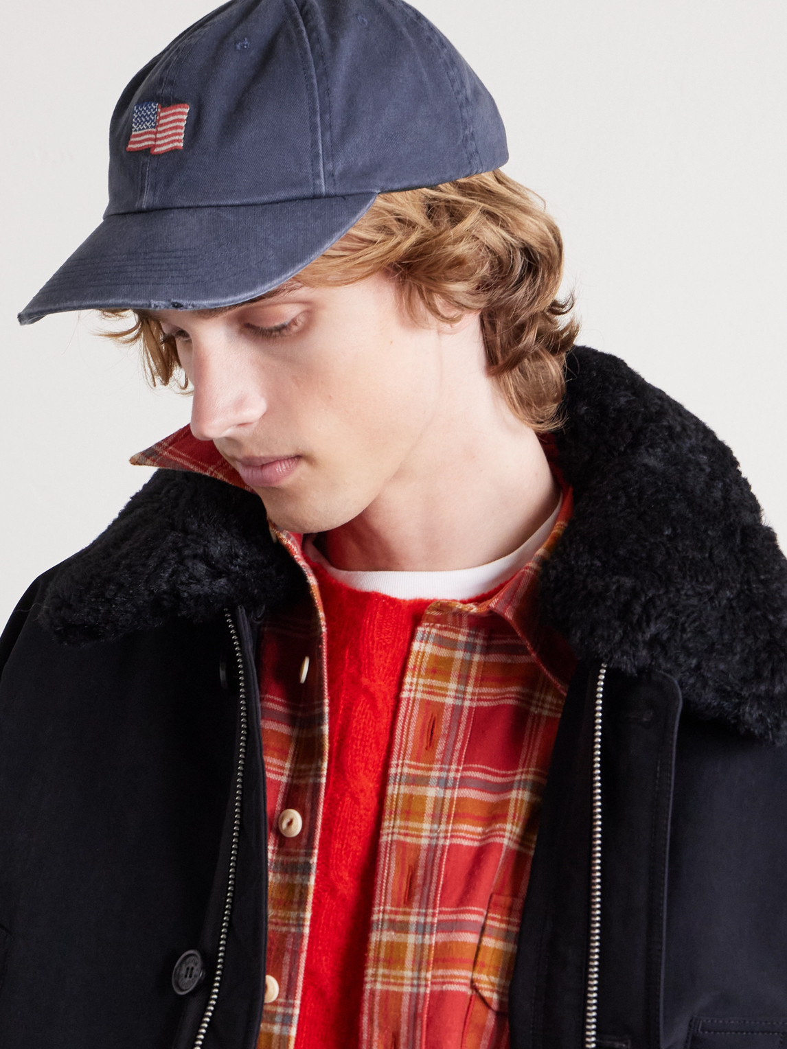 Cherry Los Angeles Usa Logo-embroidered Cotton-twill Cap In Blue