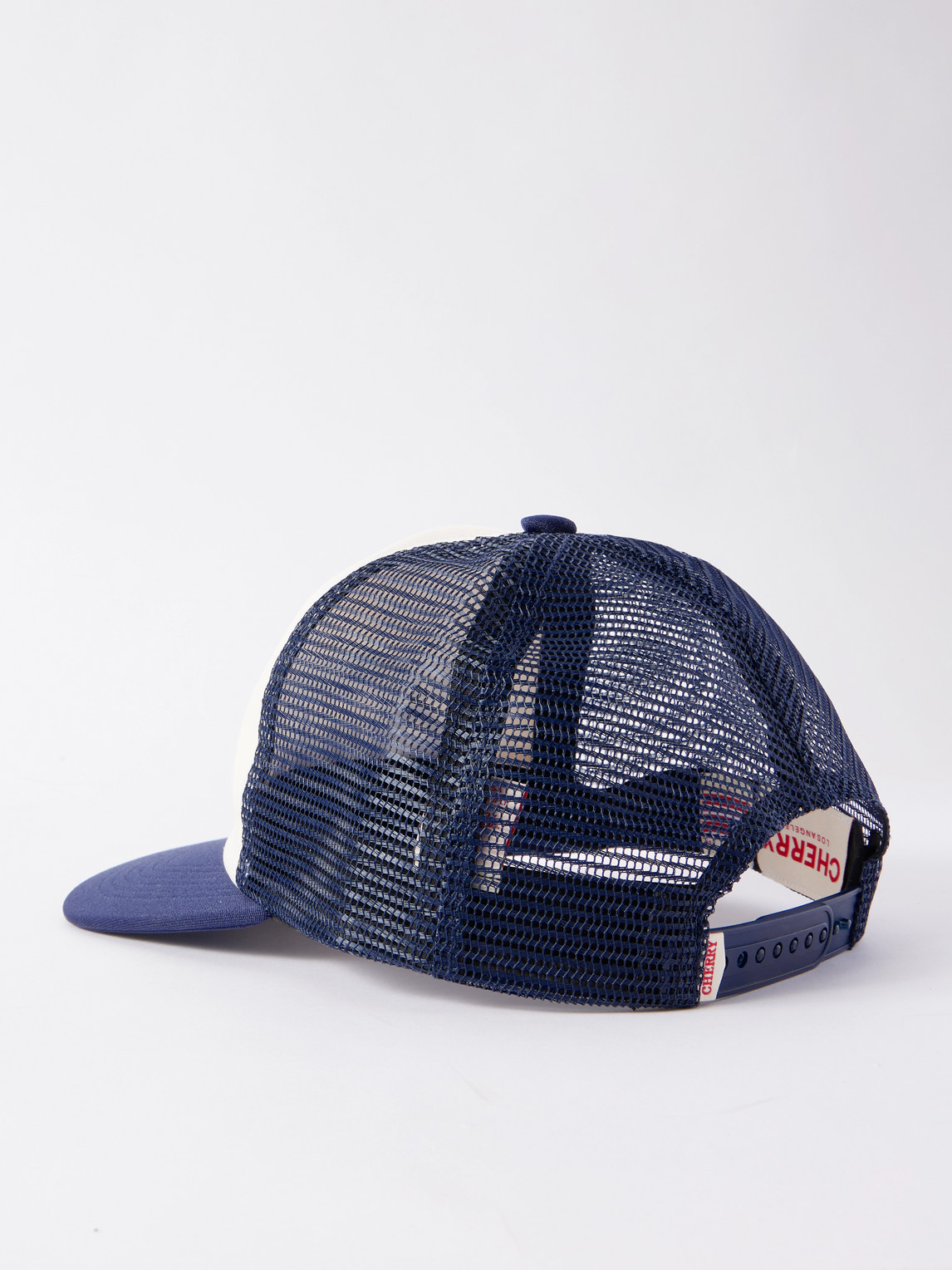 Cherry Los Angeles Printed Canvas And Mesh Baseball Cap In Blue