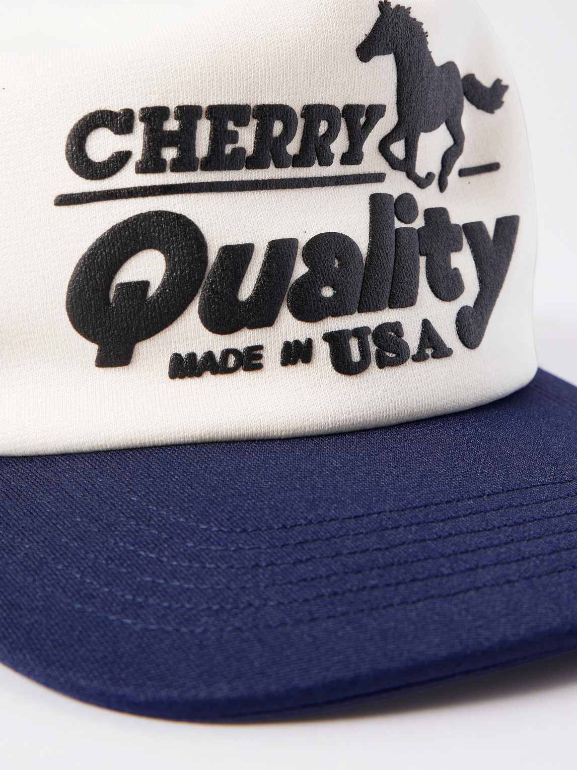 Cherry Los Angeles Printed Canvas And Mesh Baseball Cap In Blue