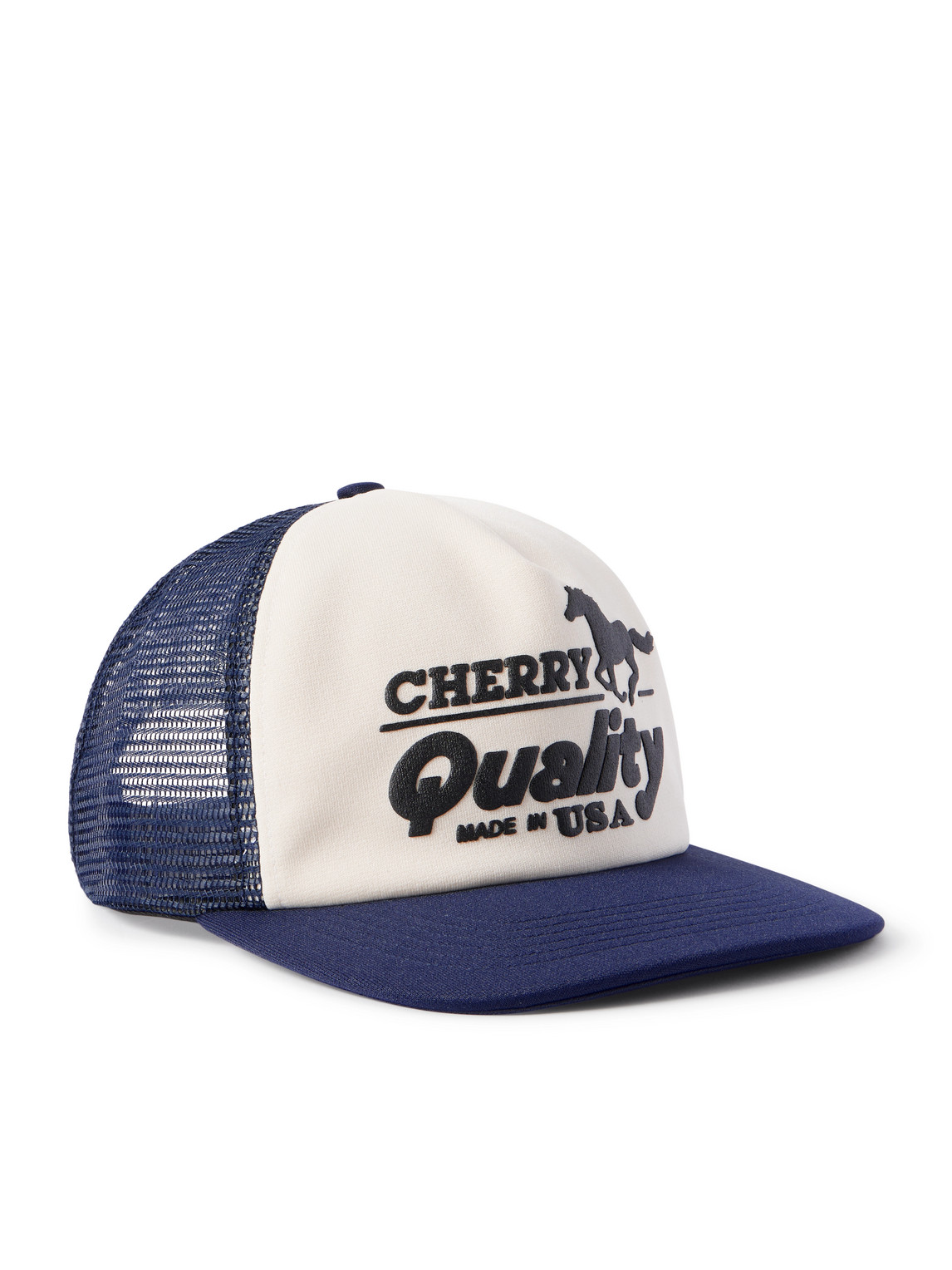 Cherry Los Angeles Printed Canvas And Mesh Baseball Cap In Blue