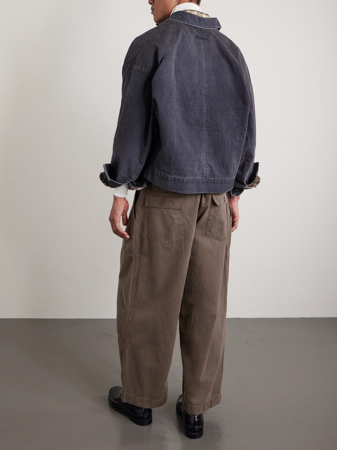 Cherry Los Angeles Herringbone Cotton Drawstring Trousers In Brown