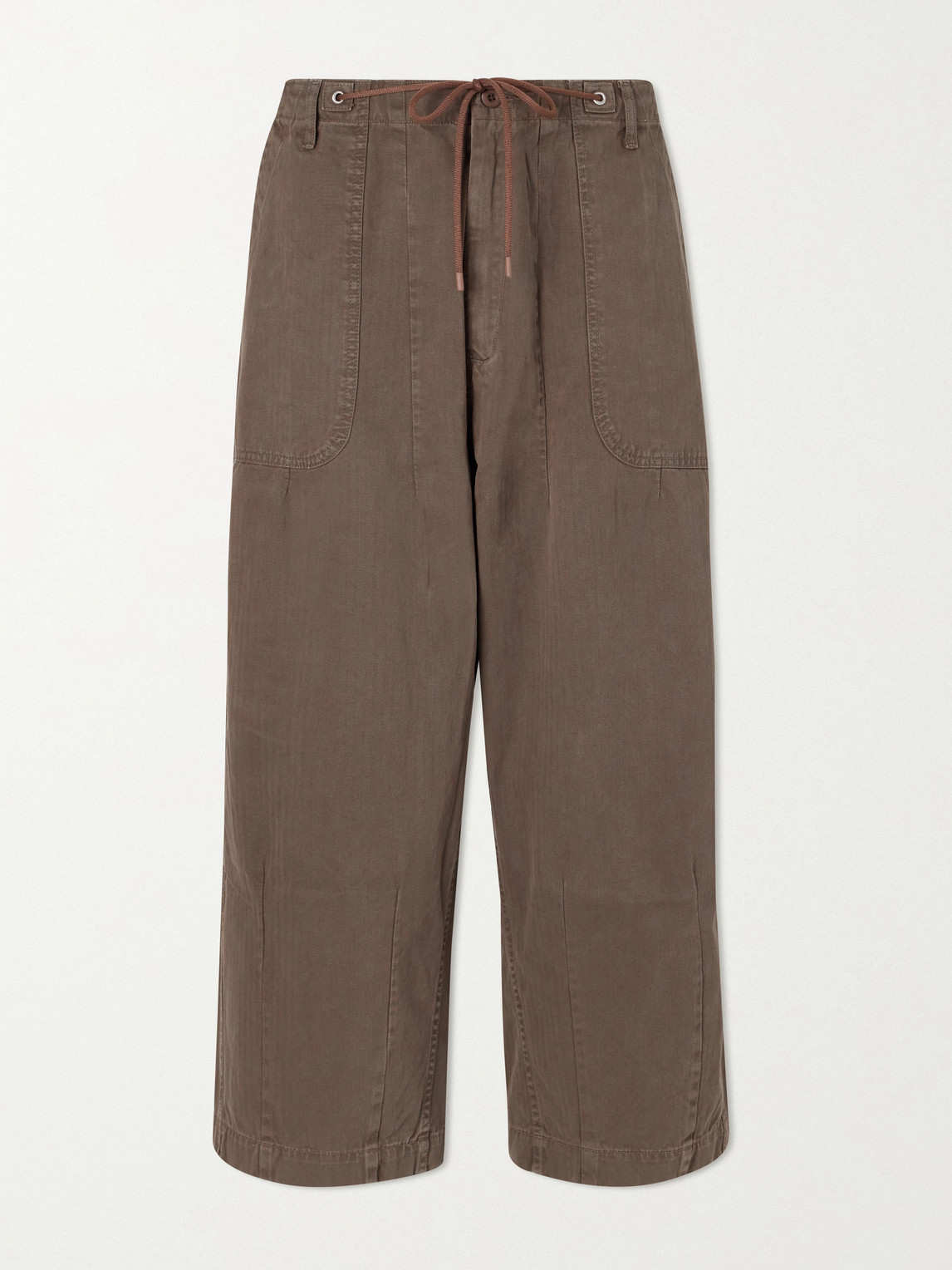 Cherry Los Angeles Herringbone Cotton Drawstring Trousers - Men