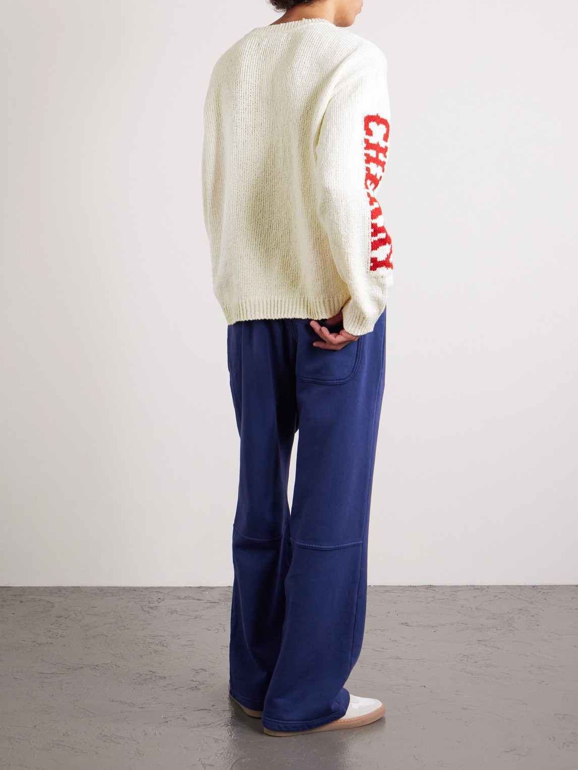 Cherry Los Angeles Logo-intarsia Cotton Sweater In Neutral