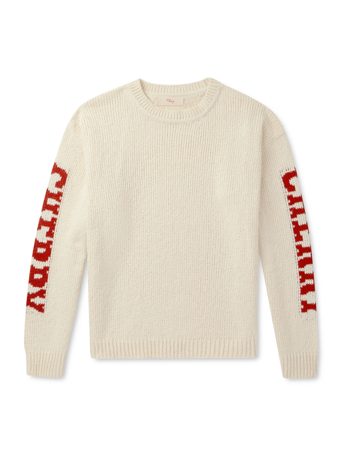 Cherry Los Angeles Logo-intarsia Cotton Sweater In Neutral
