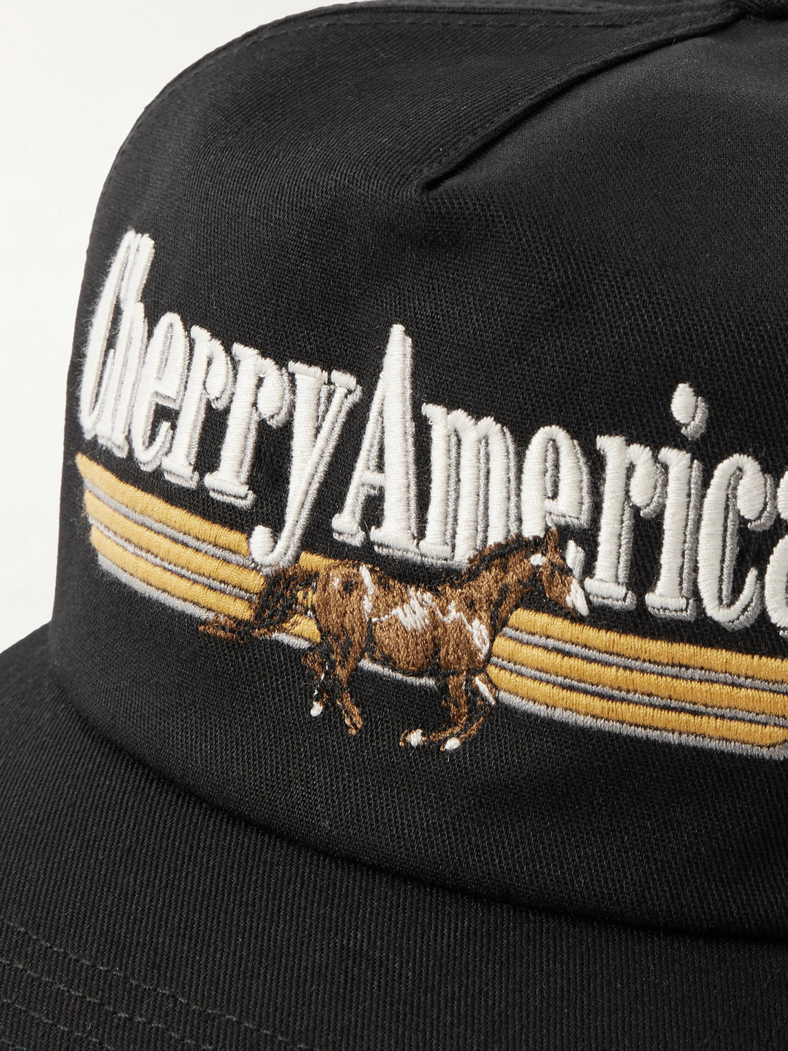 Cherry Los Angeles American Logo-embroidered Twill Baseball Cap In Black