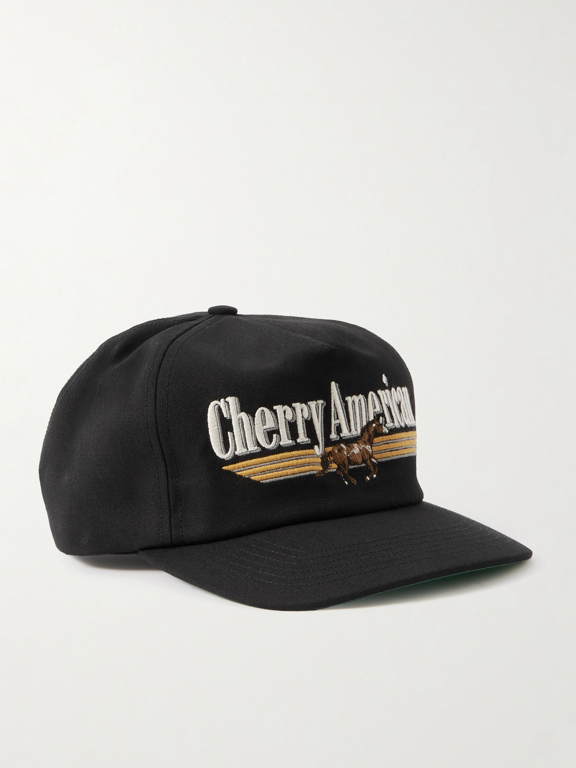 Cherry Los Angeles American Logo-embroidered Twill Baseball Cap In Black