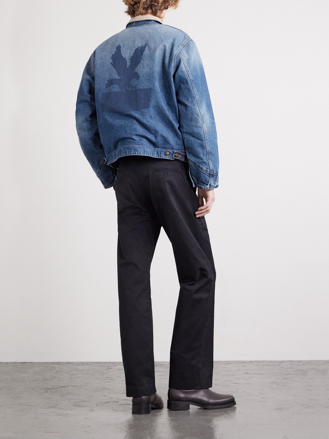 Cherry Los Angeles Sun Faded Corduroy-trimmed Denim Jacket In Blue