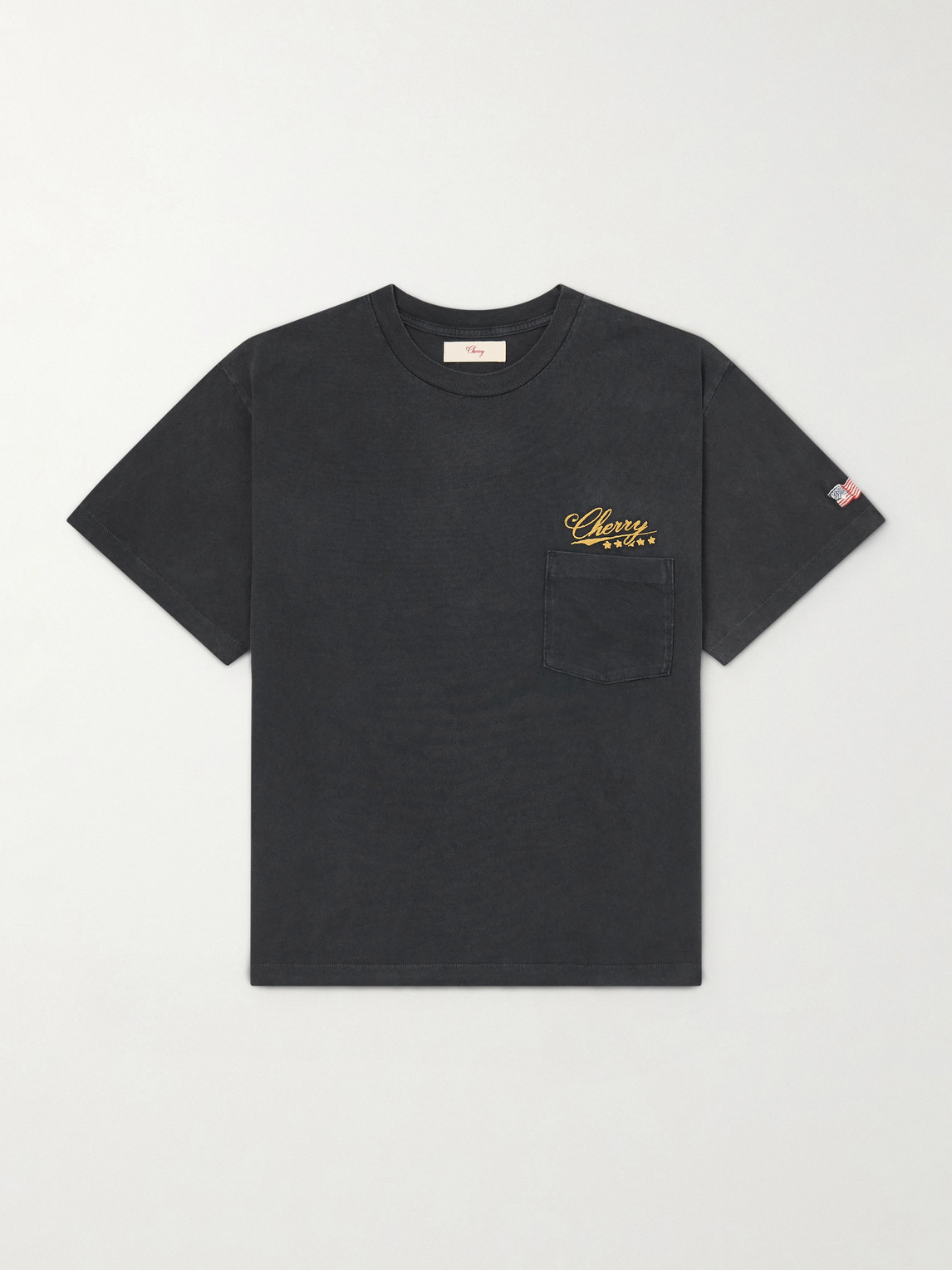 Cherry Los Angeles Five Star Logo-embroidered Appliquéd Cotton-jersey T-shirt In Black