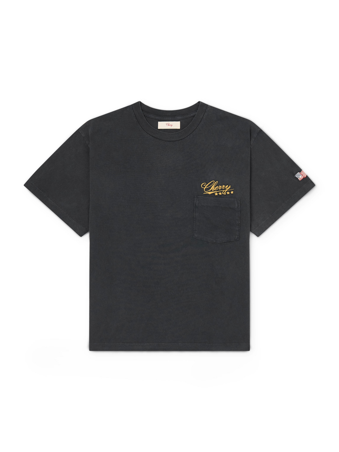 Cherry Los Angeles Five Star Logo-embroidered Appliquéd Cotton-jersey T-shirt In Black
