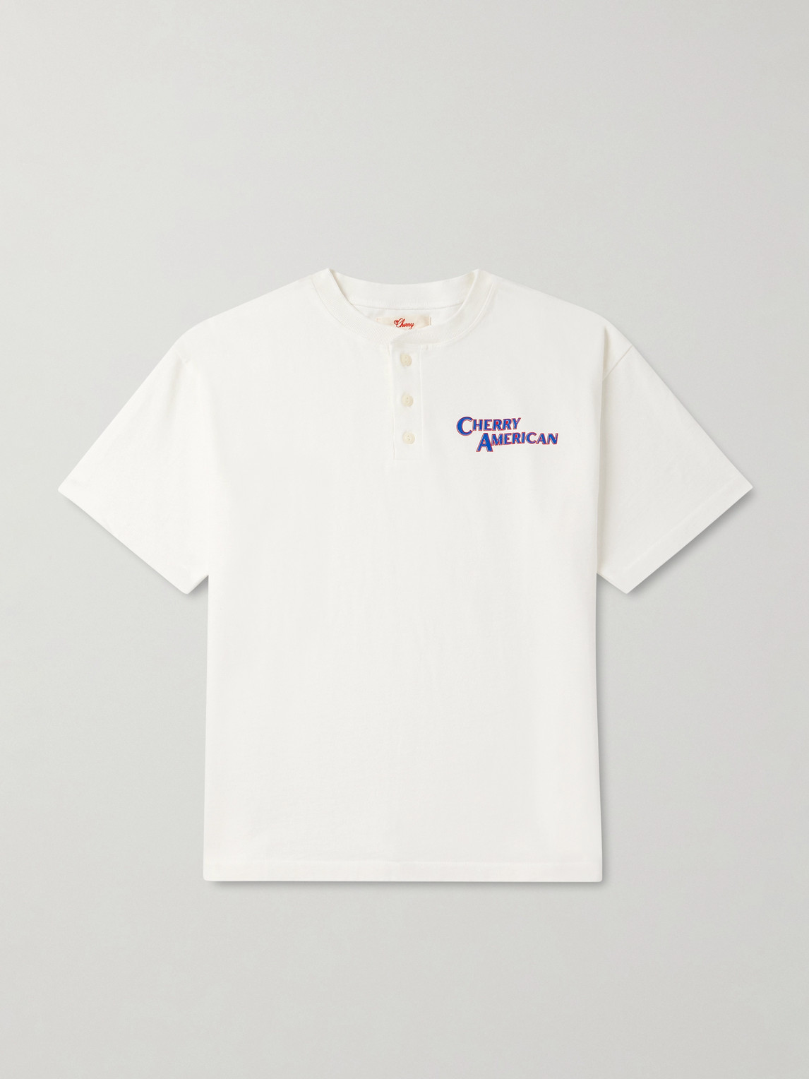 Cherry Los Angeles Logo-Print Cotton-Jersey Henley T-Shirt - Men