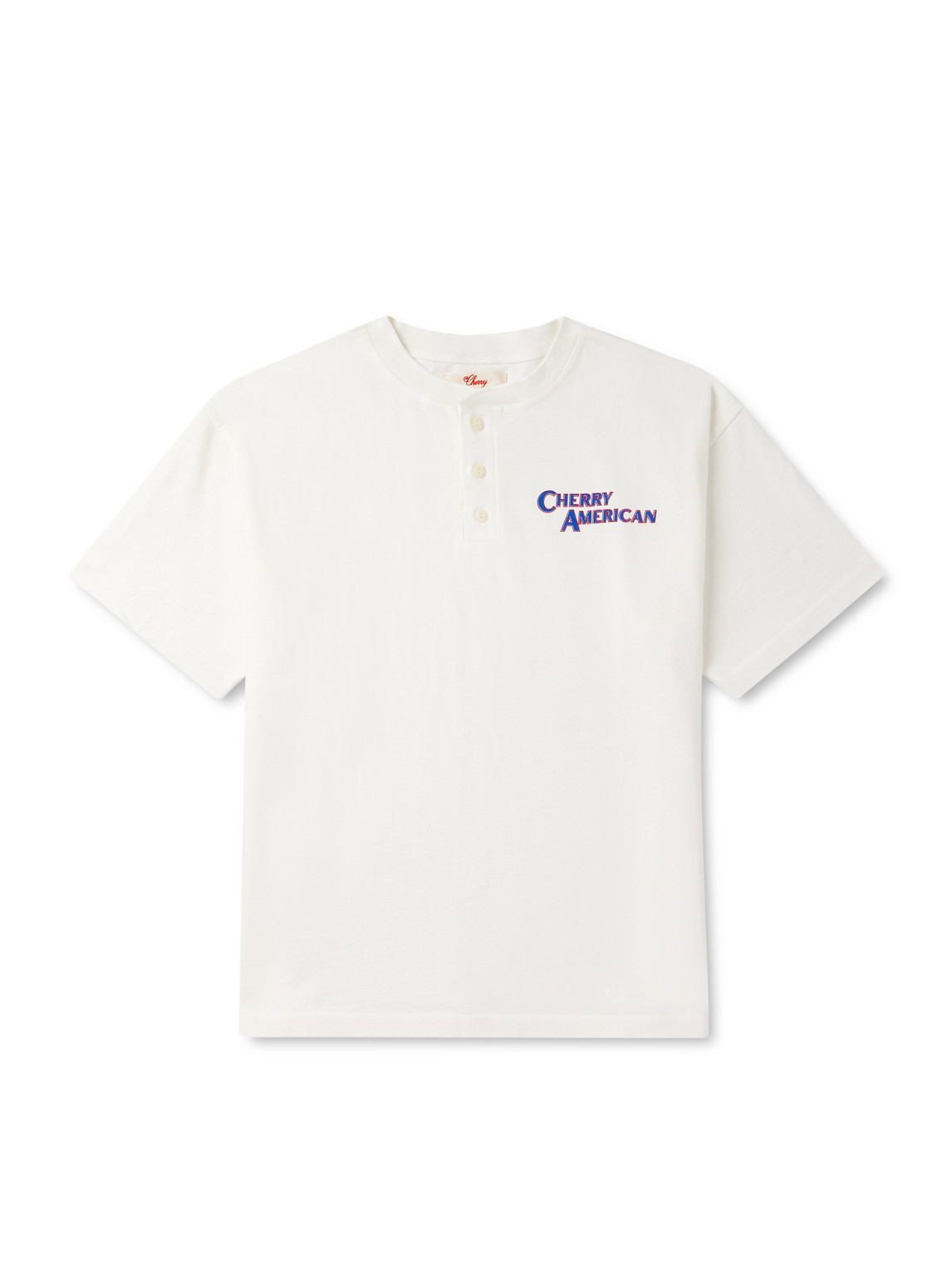Cherry Los Angeles Logo-print Cotton-jersey Henley T-shirt In White