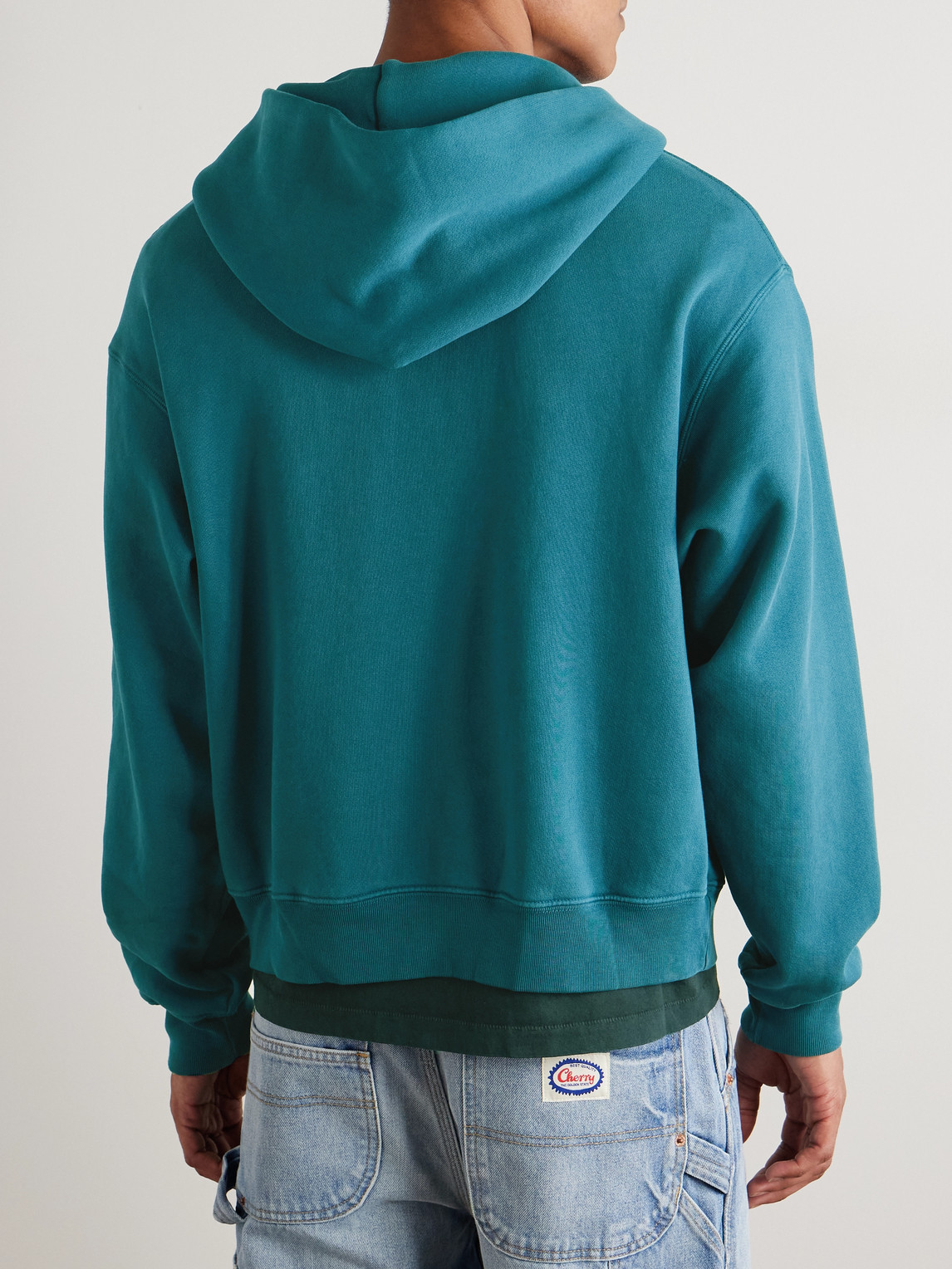 Cherry Los Angeles Navajo Logo-embroidered Cotton-jersey Zip-up Hoodie In Green