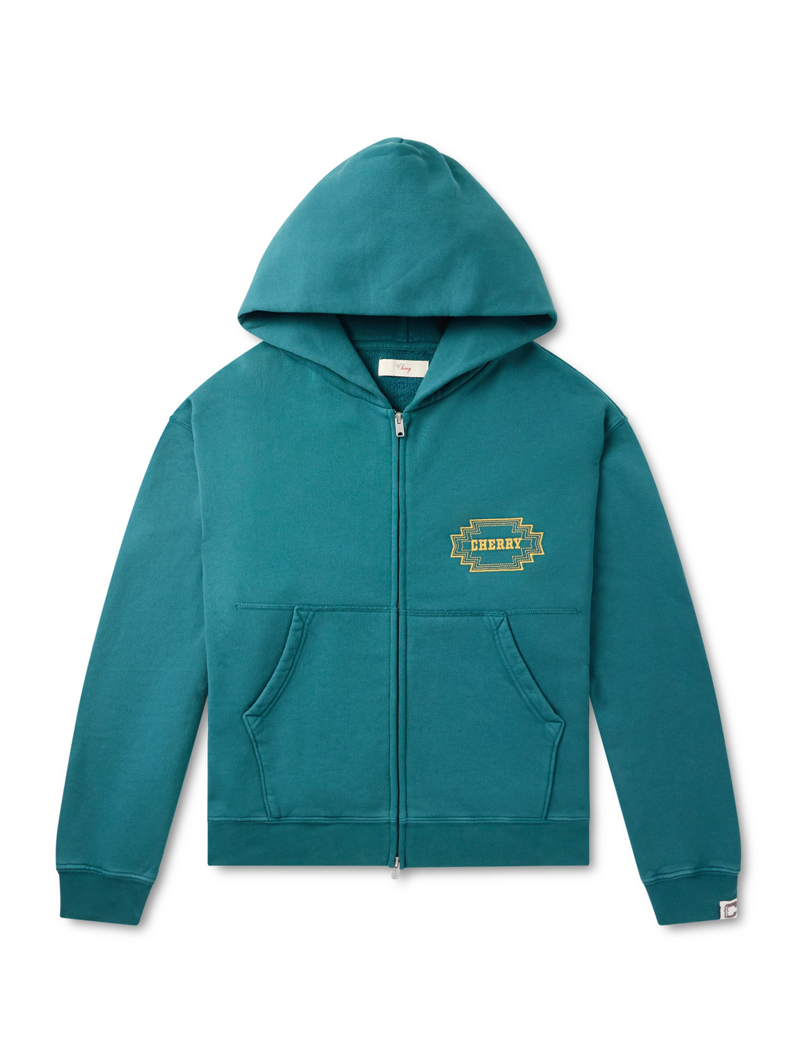 Cherry Los Angeles Navajo Logo-embroidered Cotton-jersey Zip-up Hoodie In Green
