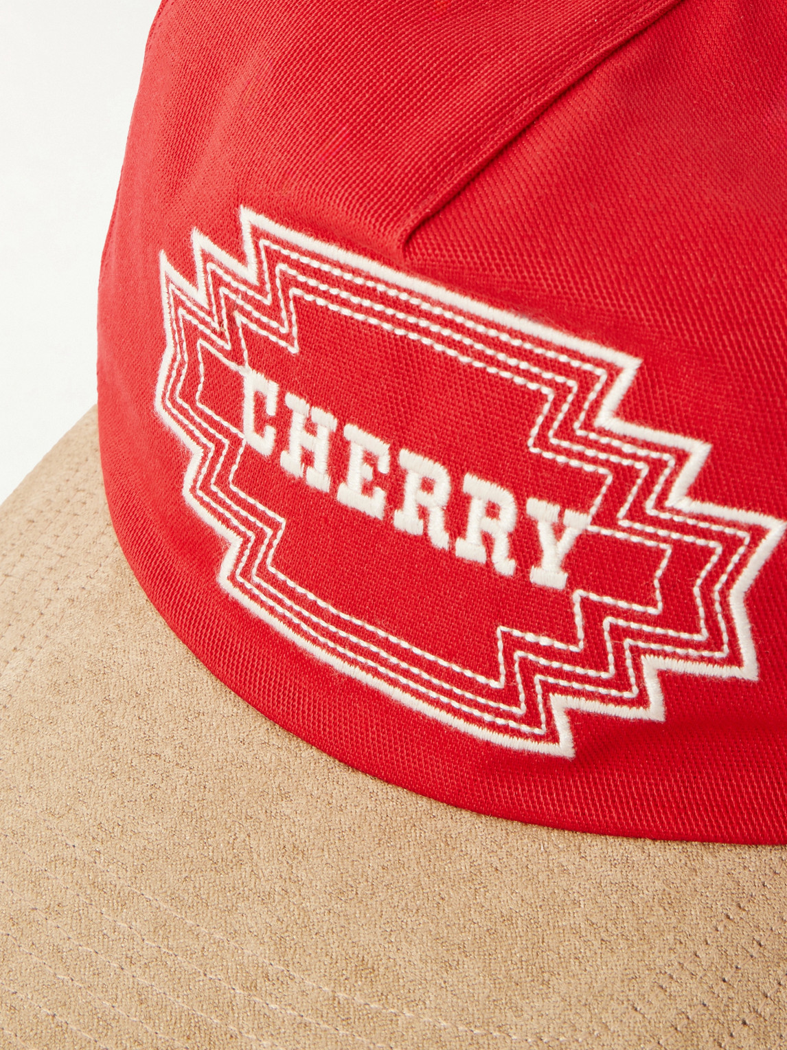 Cherry Los Angeles Navajo Suede-trimmed Logo-embroidered Twill Baseball Cap In Red