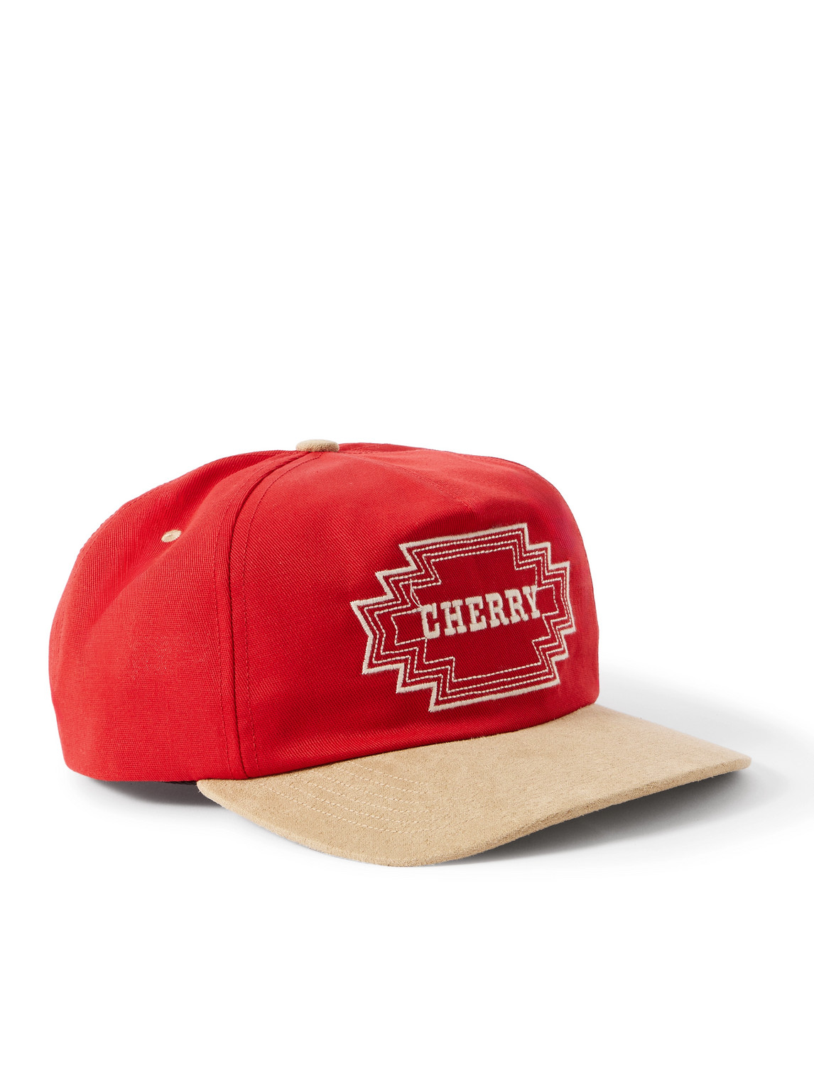 Cherry Los Angeles Navajo Suede-trimmed Logo-embroidered Twill Baseball Cap In Red