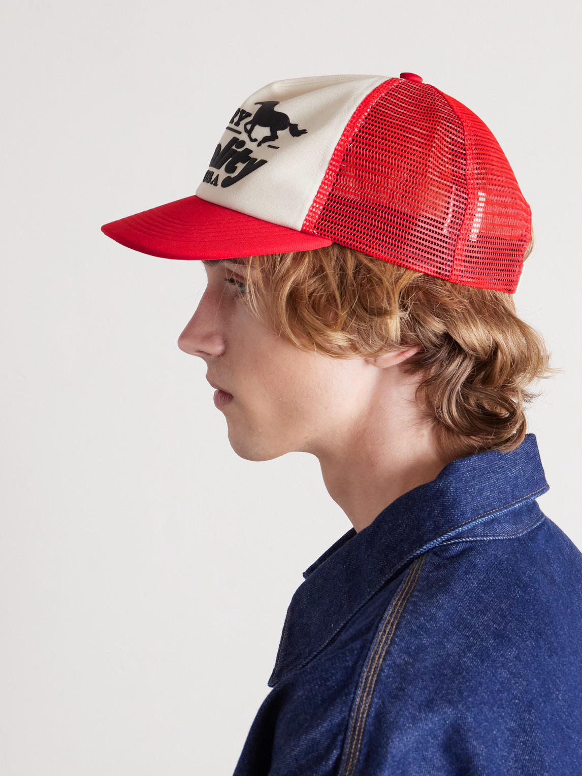 Cherry Los Angeles Printed Foam And Mesh Trucker Cap In Red