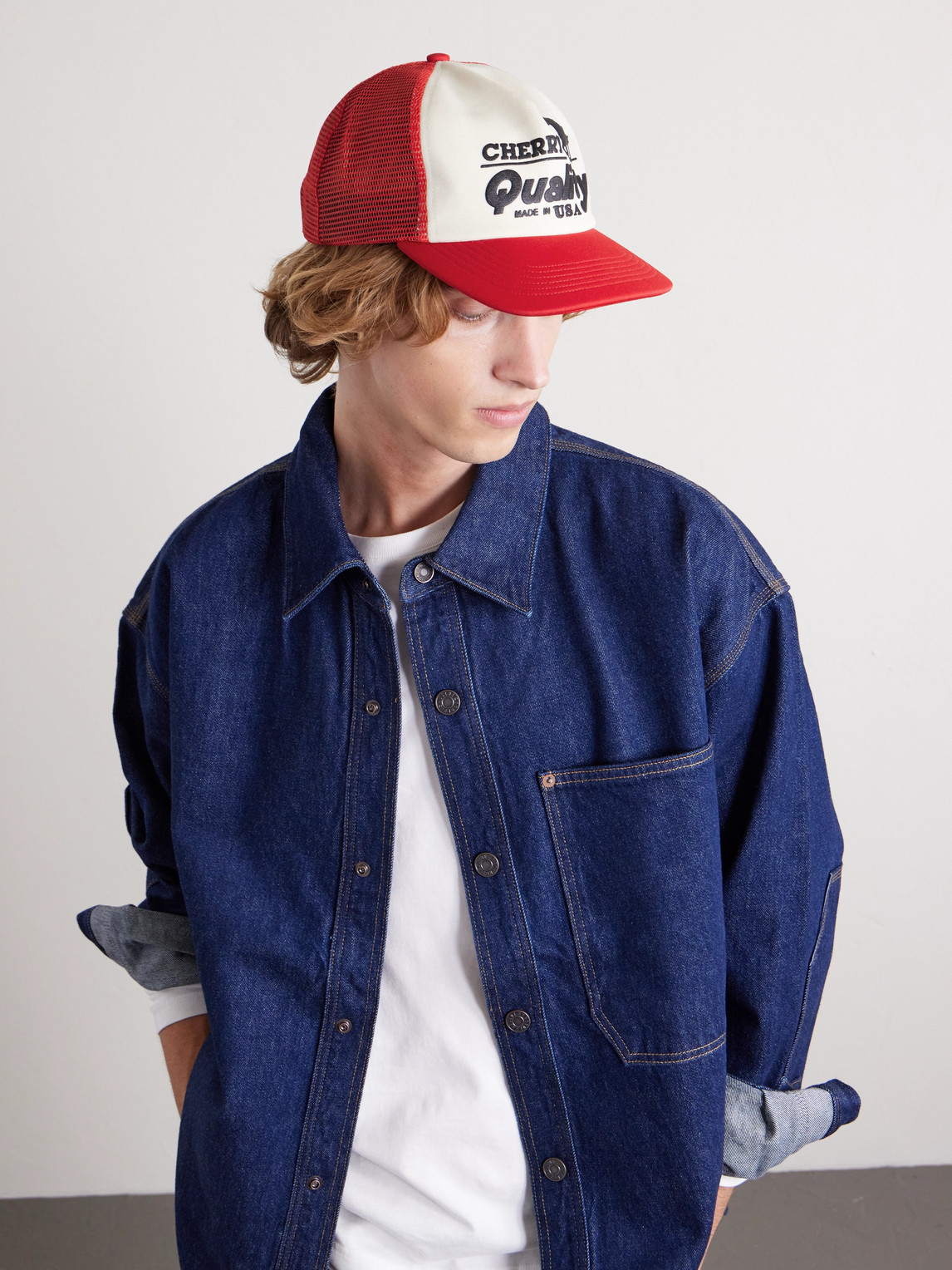 Cherry Los Angeles Printed Foam And Mesh Trucker Cap In Red