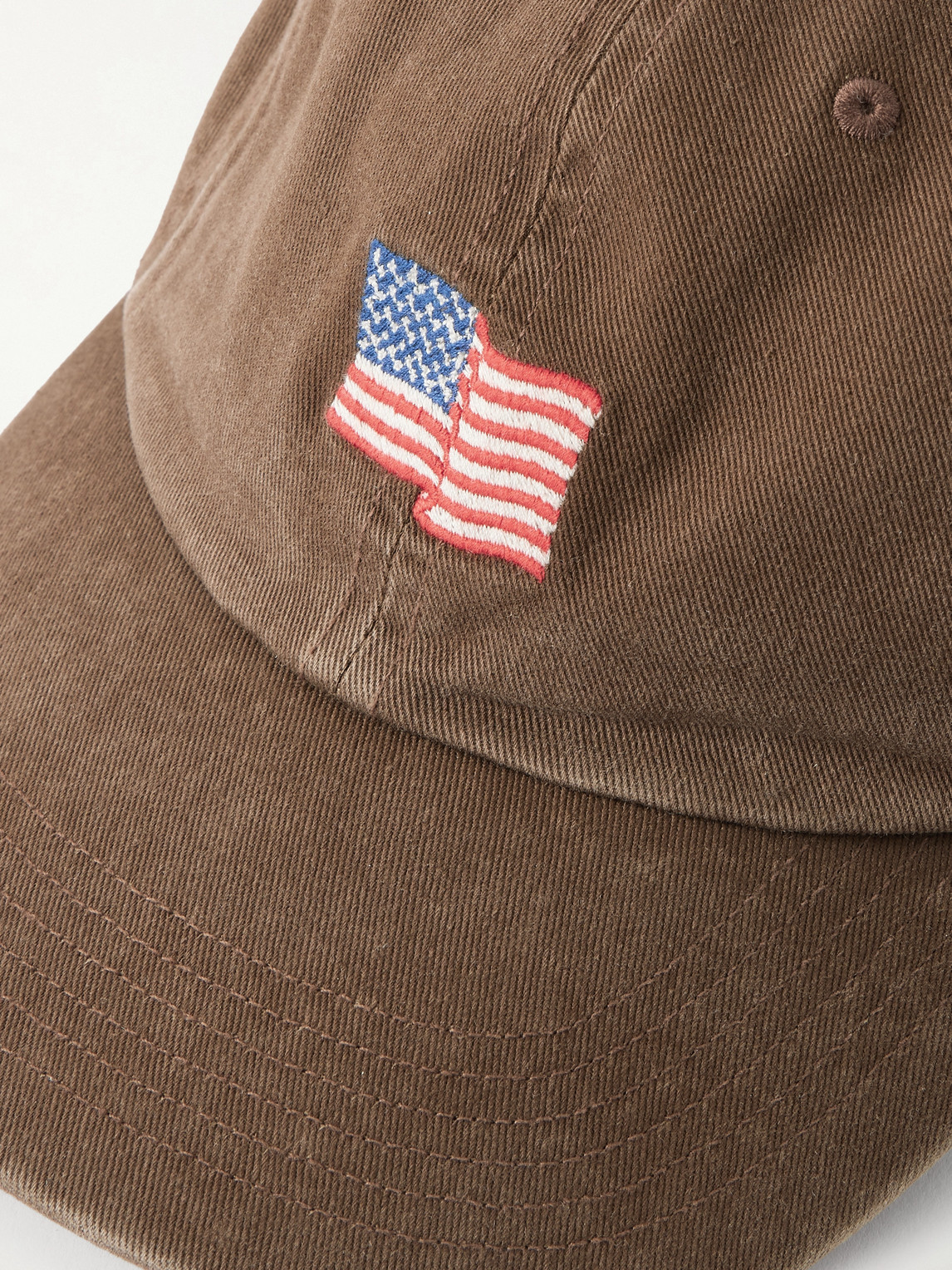 Cherry Los Angeles Usa Logo-embroidered Cotton-twill Cap In Brown