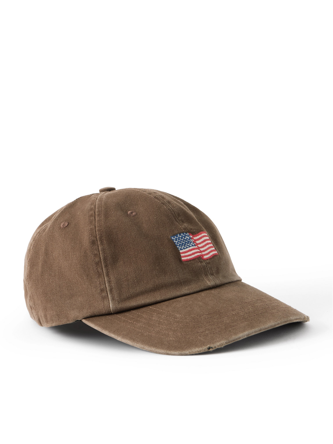 Cherry Los Angeles Usa Logo-embroidered Cotton-twill Cap In Brown