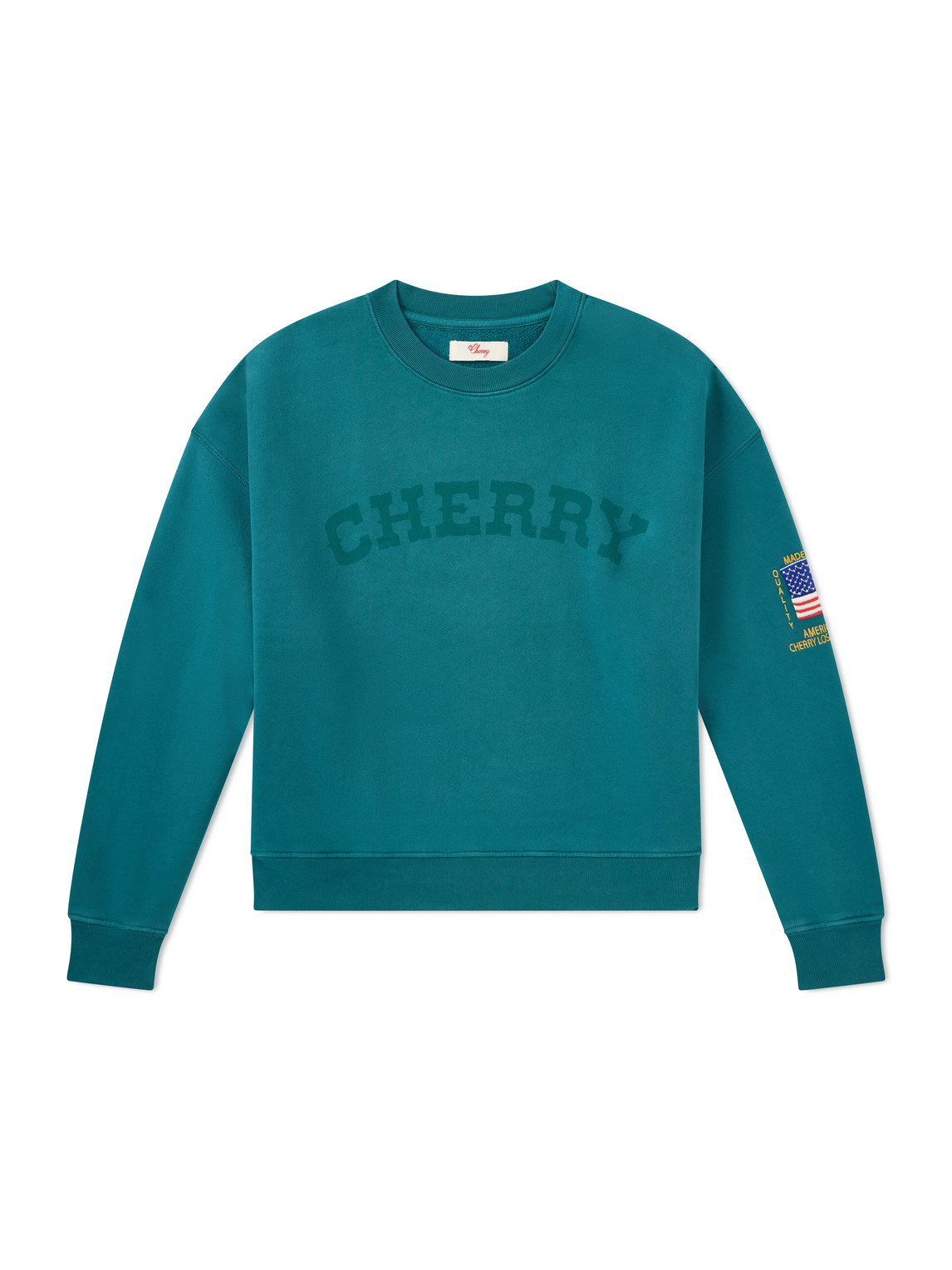 Cherry Los Angeles America's Favorite Crewneck Logo-print Embroidered Cotton-jersey Sweatshirt In Blue