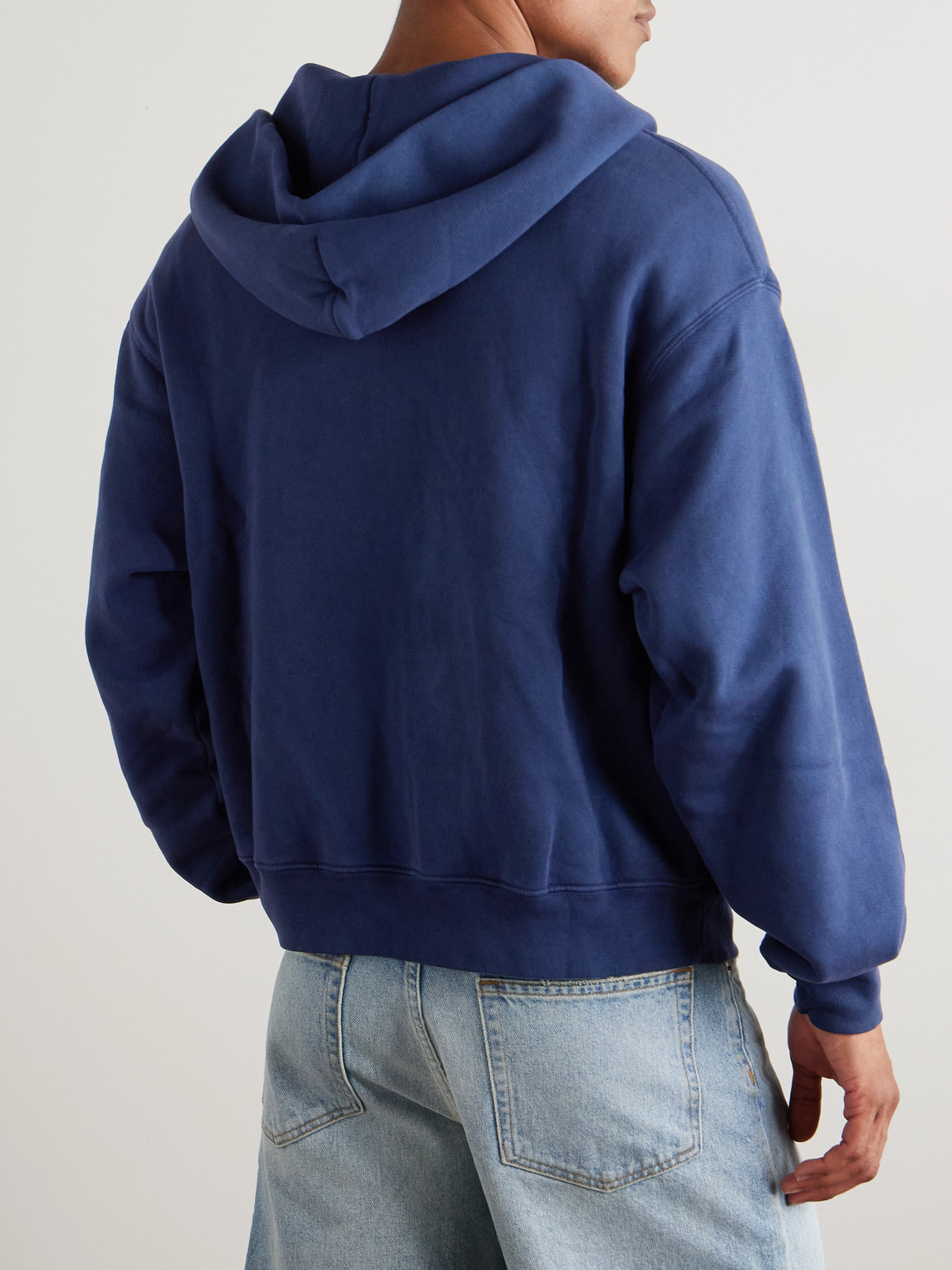 Cherry Los Angeles Navajo Logo-embroidered Cotton-jersey Zip-up Hoodie In Blue