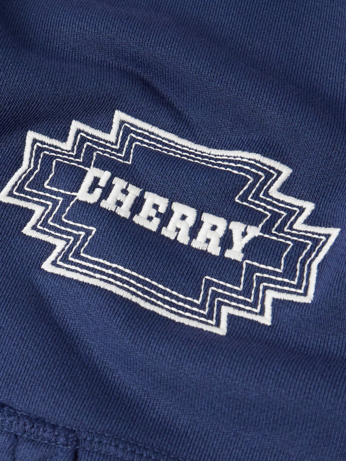 Cherry Los Angeles Navajo Logo-embroidered Cotton-jersey Zip-up Hoodie In Blue