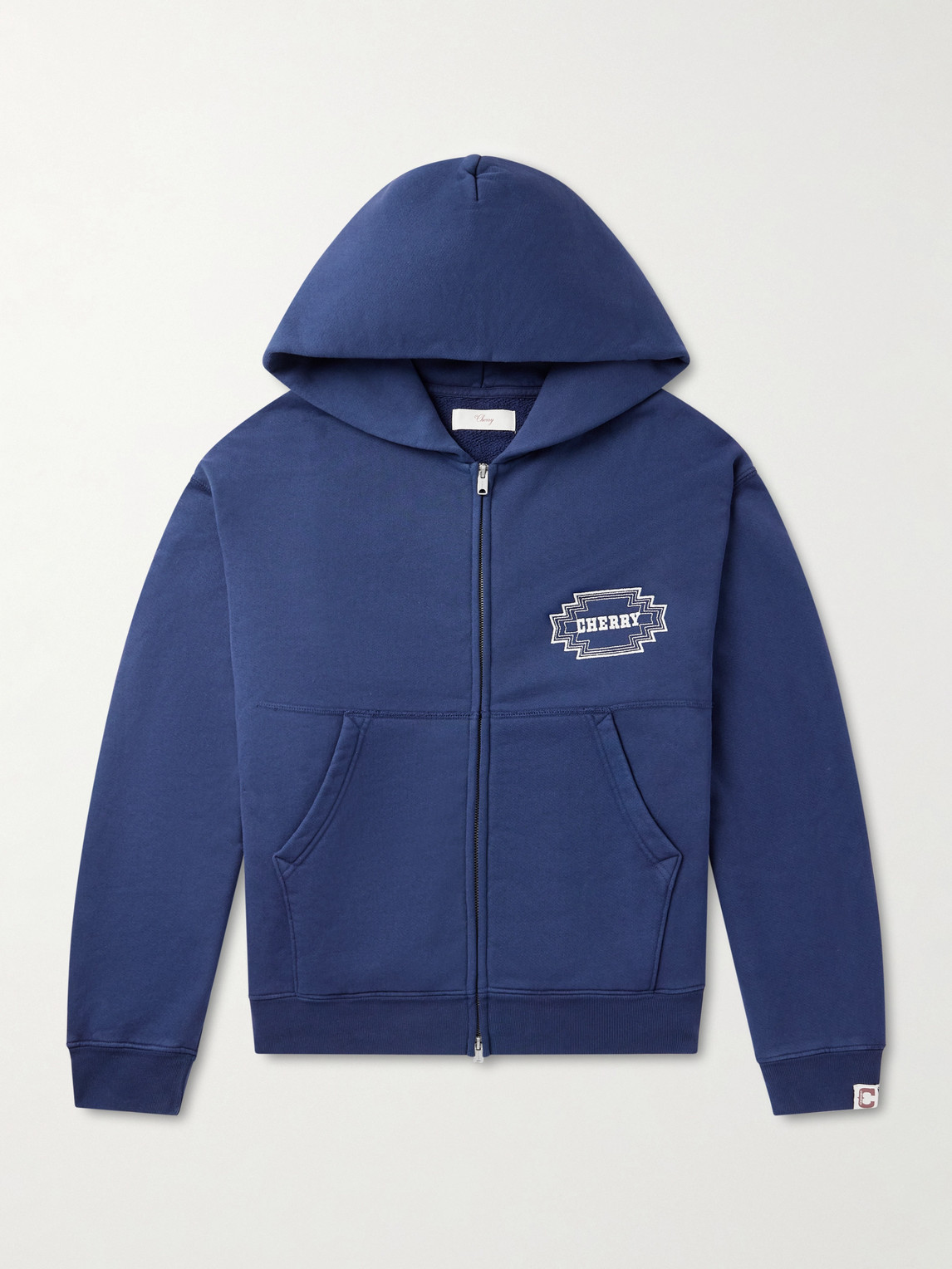 Cherry Los Angeles Navajo Logo-Embroidered Cotton-Jersey Zip-Up Hoodie - Men