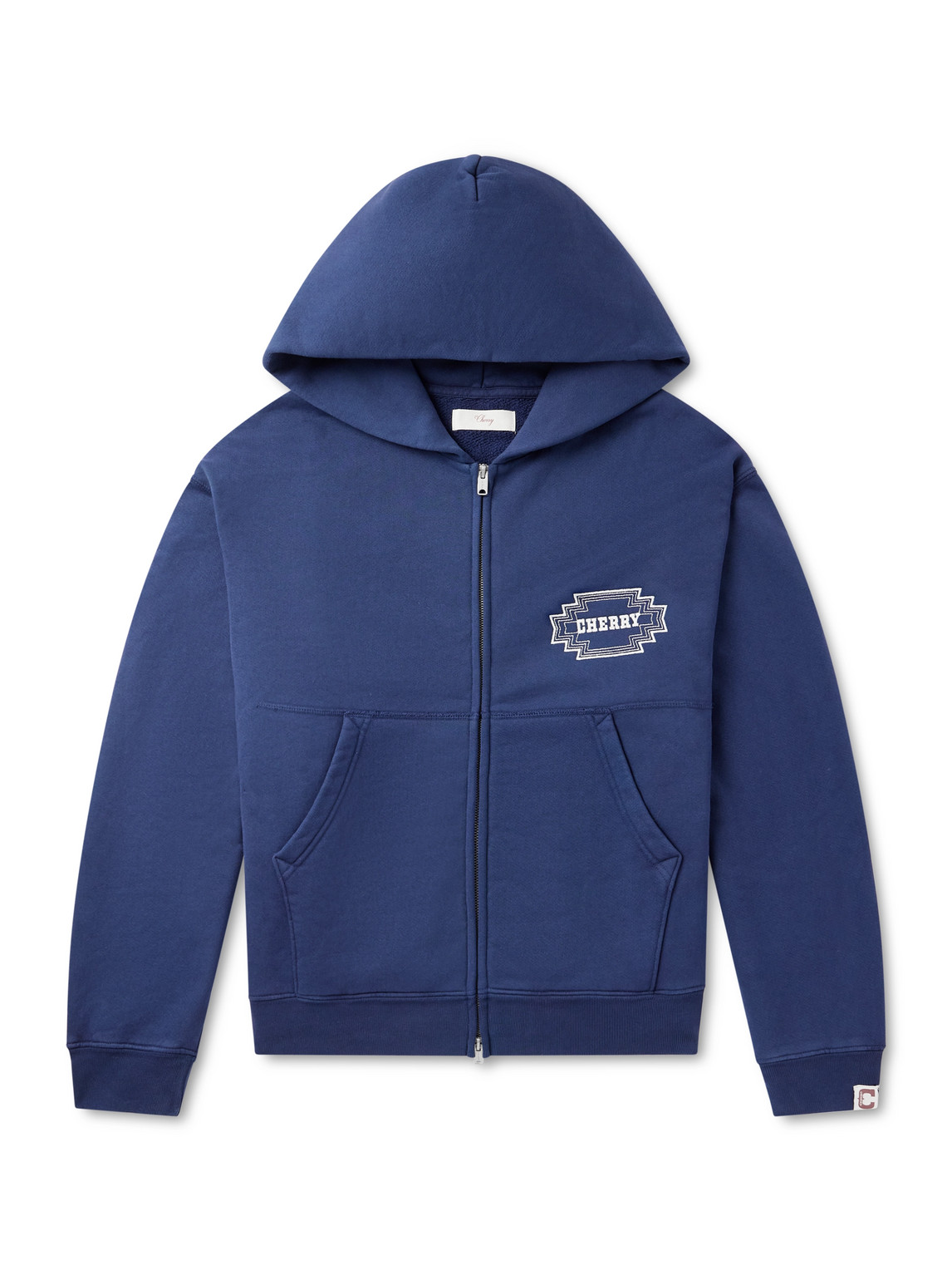 Cherry Los Angeles Navajo Logo-embroidered Cotton-jersey Zip-up Hoodie In Blue