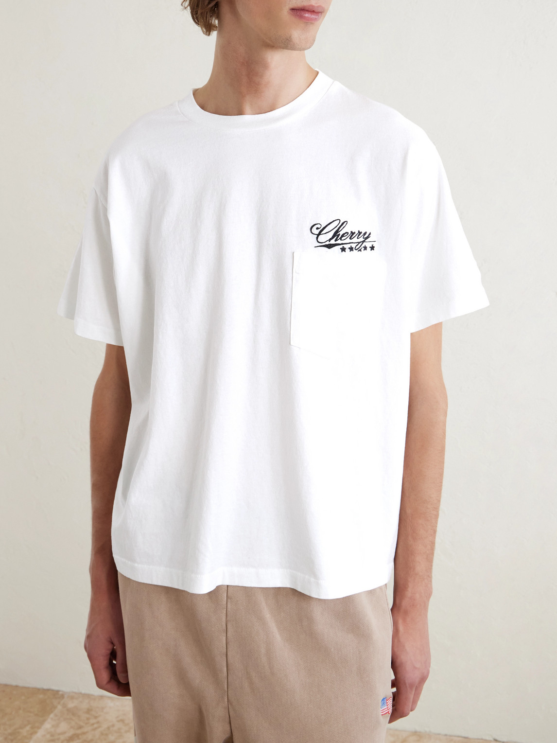 Cherry Los Angeles Five Star Logo-embroidered Appliquéd Cotton-jersey T-shirt In White