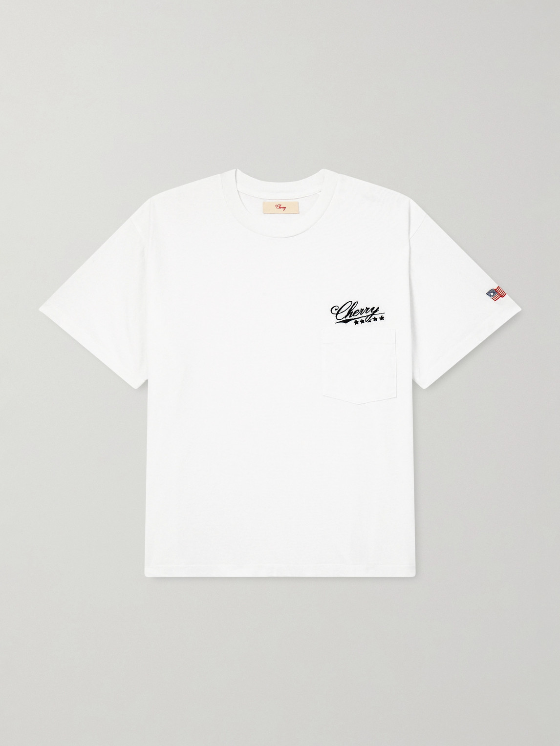 Cherry Los Angeles Five Star Logo-embroidered Appliquéd Cotton-jersey T-shirt In White