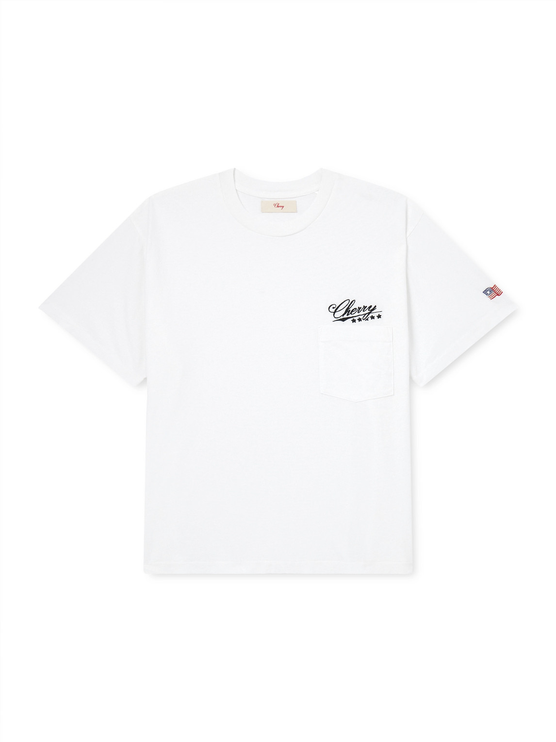Cherry Los Angeles Five Star Logo-embroidered Appliquéd Cotton-jersey T-shirt In White