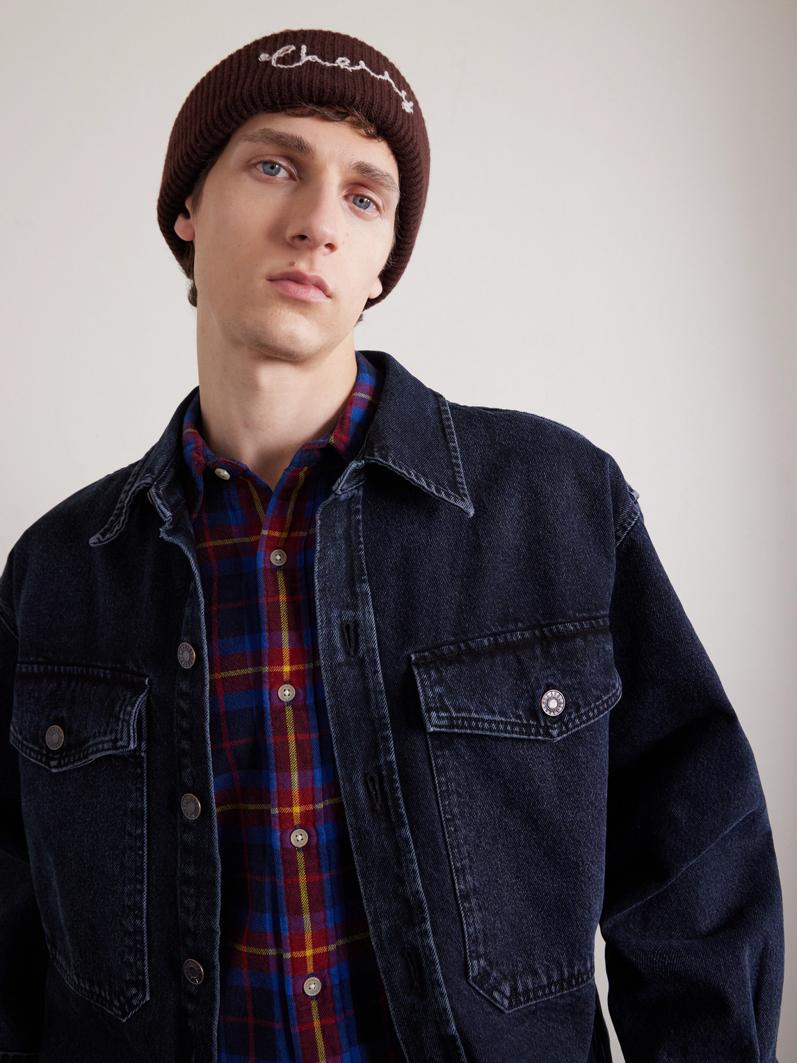 Cherry Los Angeles Logo-embroidered Ribbed Cashmere Beanie In Brown