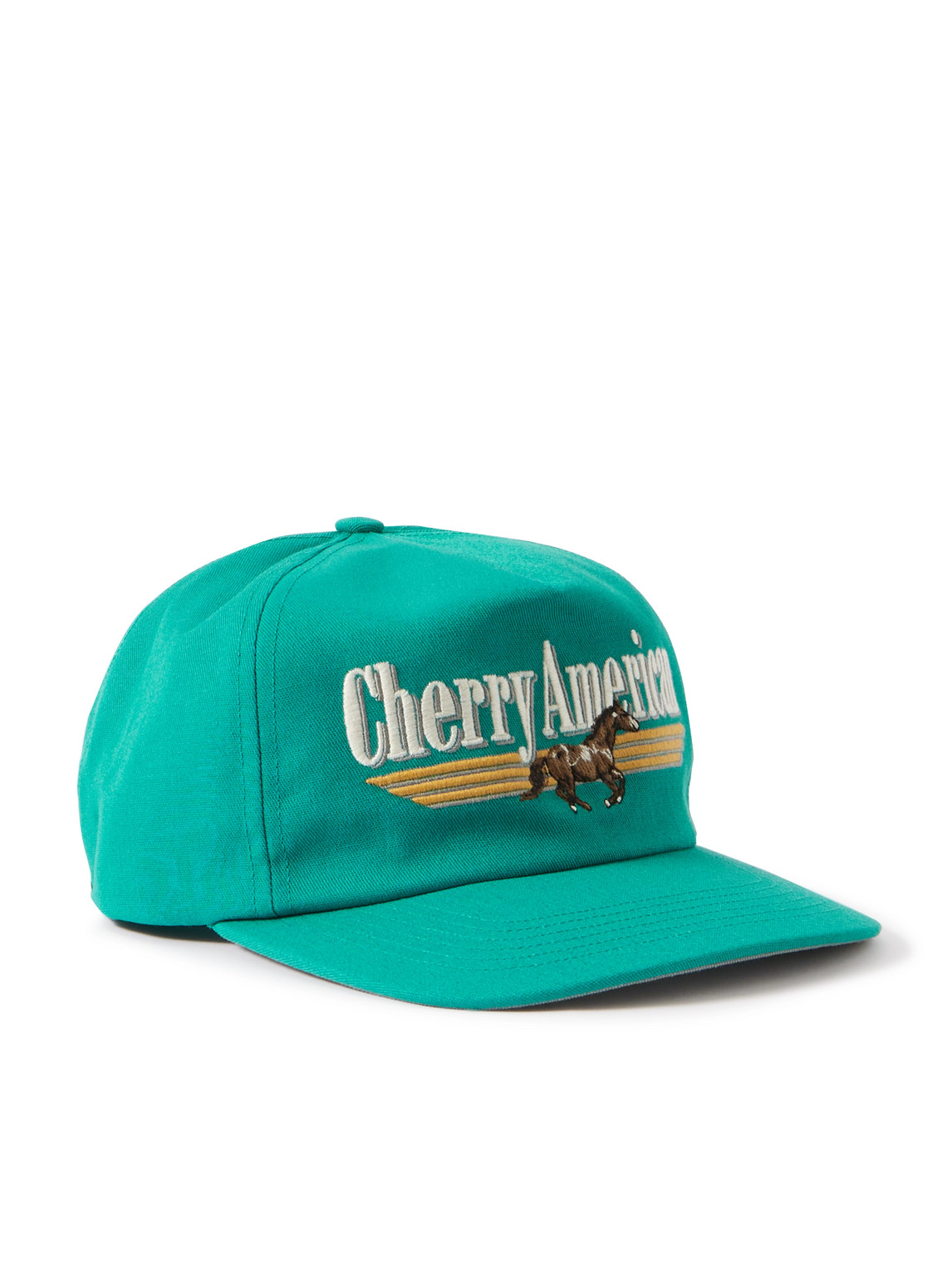Cherry Los Angeles American Logo-embroidered Twill Baseball Cap In Green