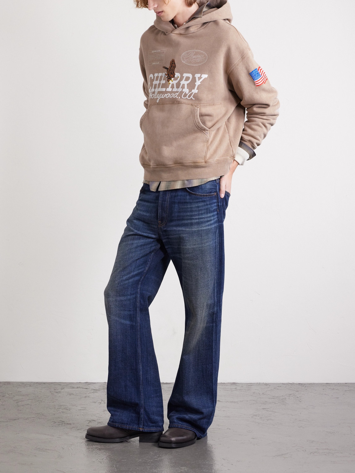 Cherry Los Angeles Logo-print Cotton-jersey Hoodie In Brown