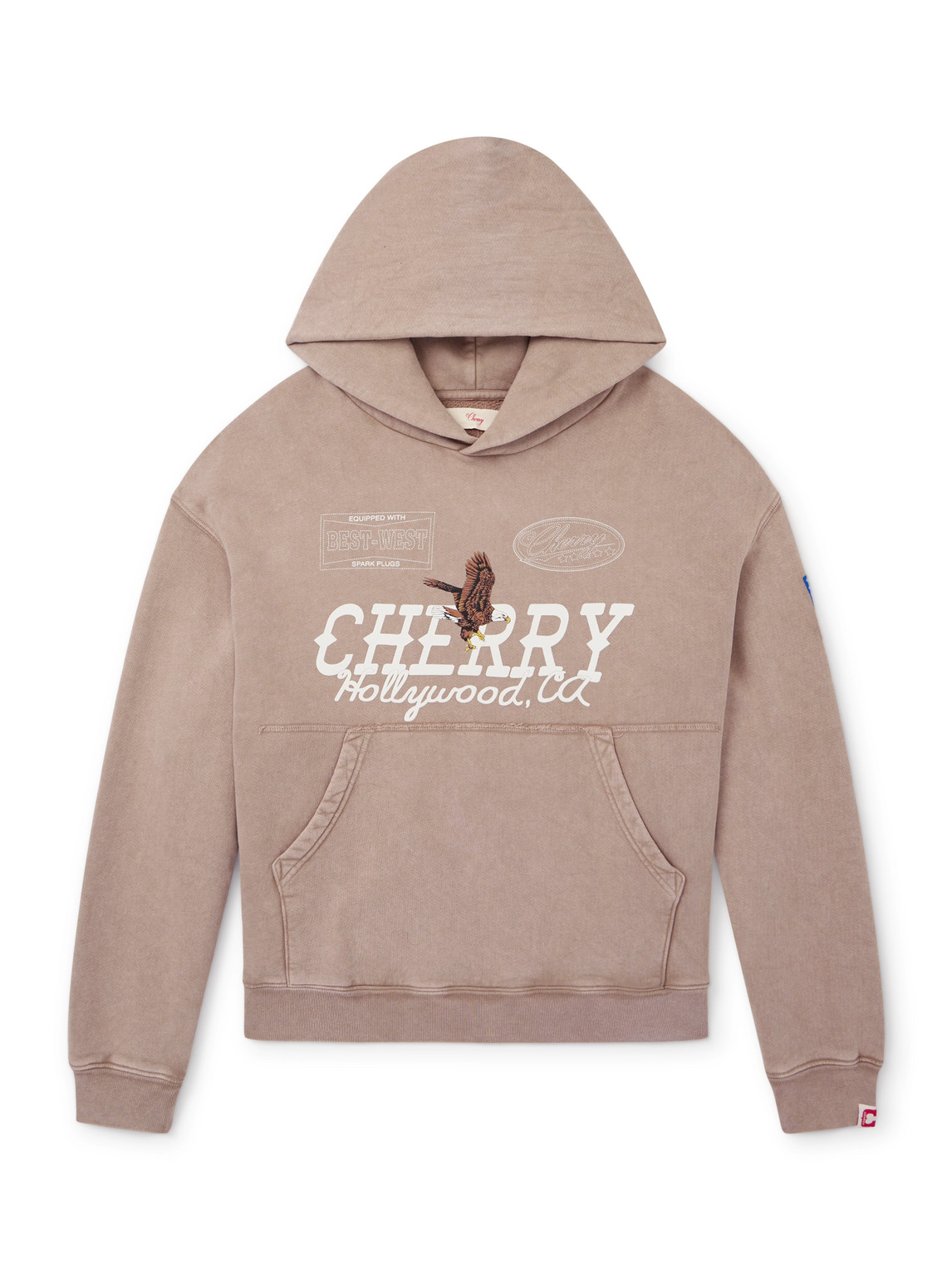 Cherry Los Angeles Logo-print Cotton-jersey Hoodie In Brown