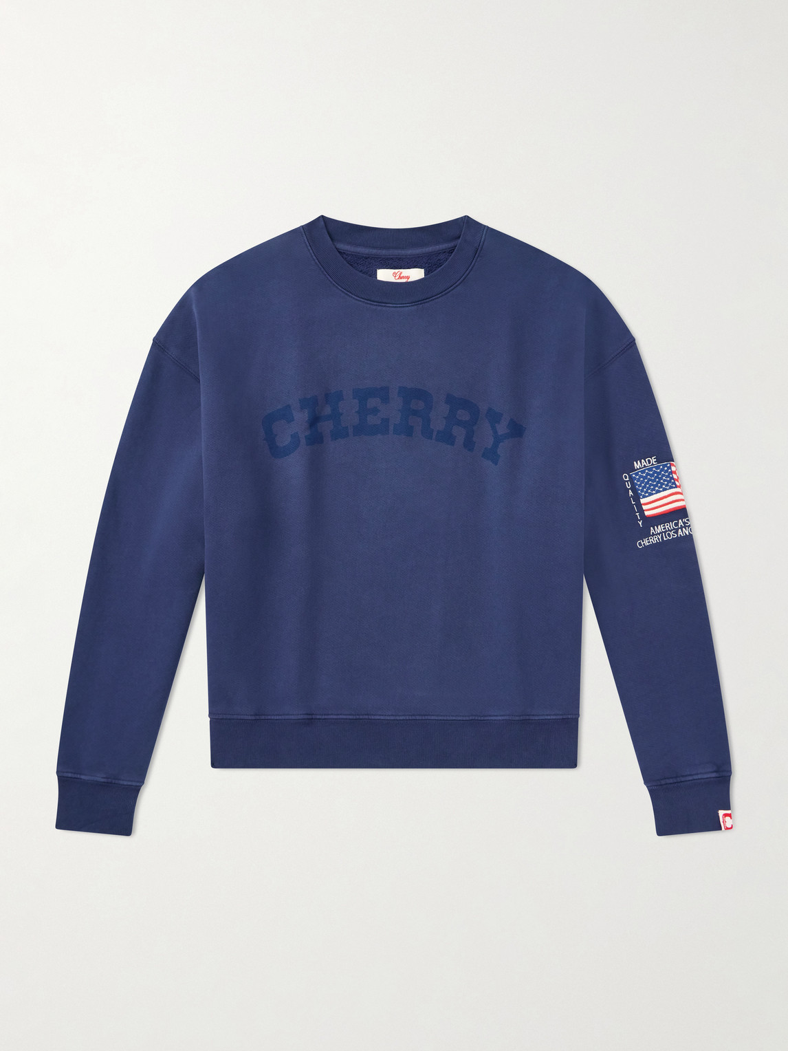 Cherry Los Angeles America's Favorite Crewneck Logo-Print Embroidered Cotton-Jersey Sweatshirt - Men