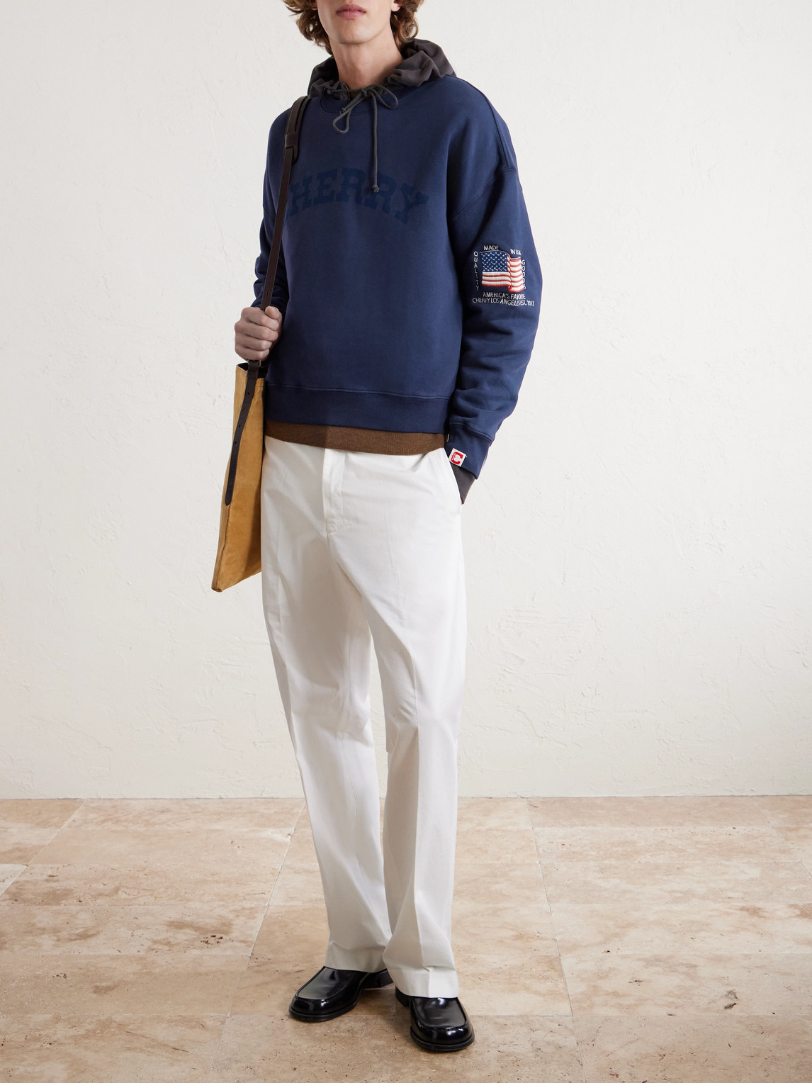 Cherry Los Angeles America's Favorite Crewneck Logo-print Embroidered Cotton-jersey Sweatshirt In Blue