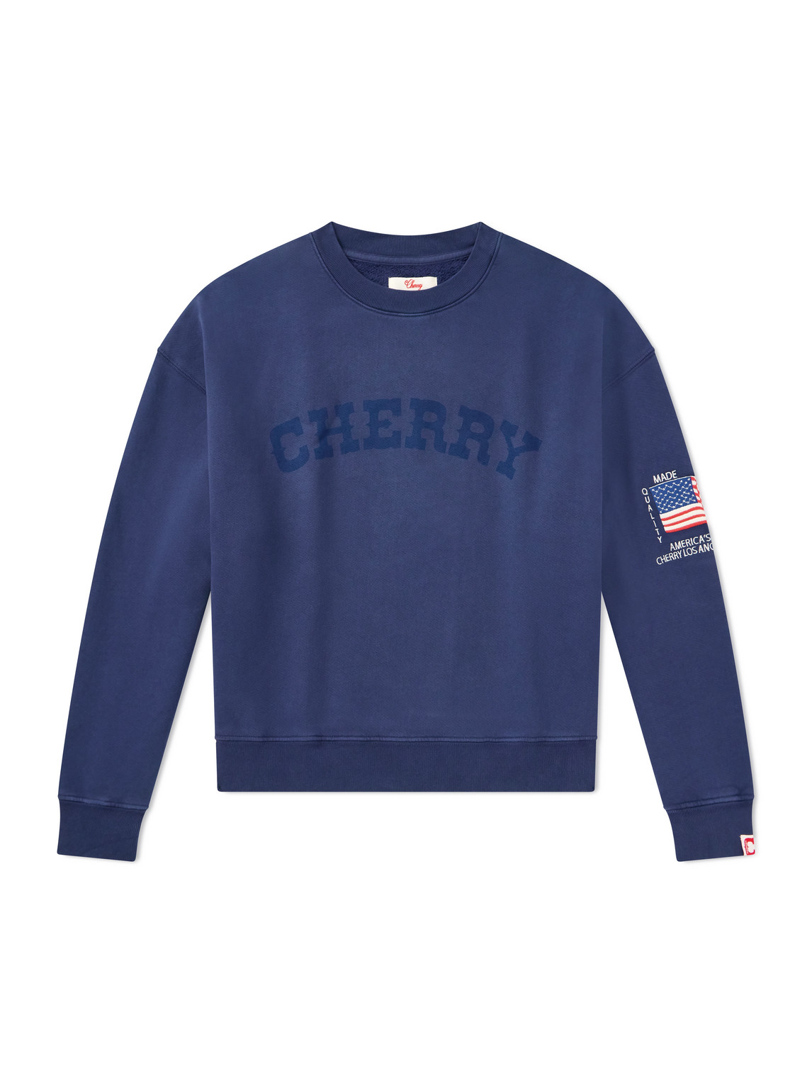 Cherry Los Angeles America's Favorite Crewneck Logo-print Embroidered Cotton-jersey Sweatshirt In Blue