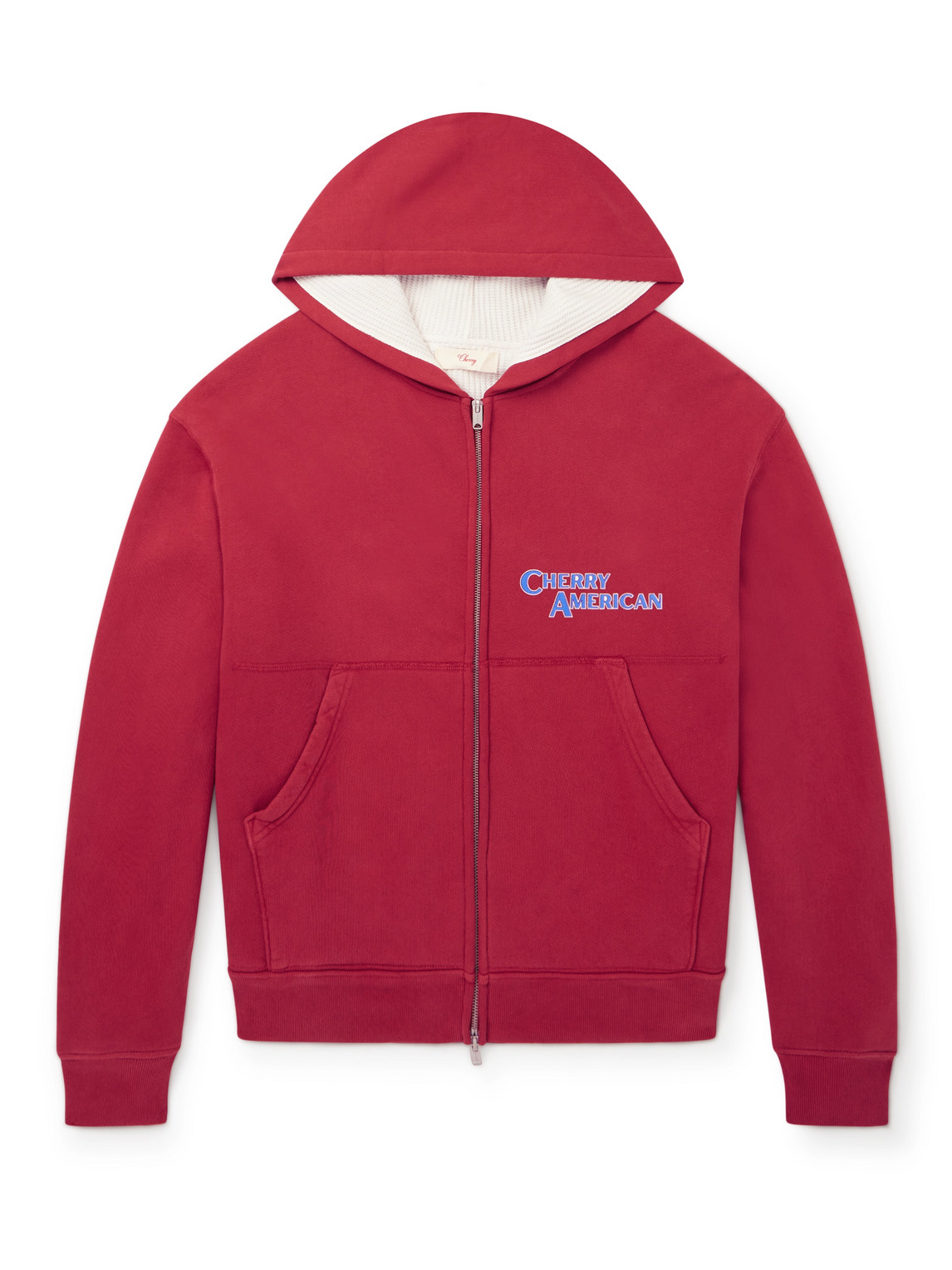 Cherry Los Angeles Logo-print Cotton-jersey Zip-up Hoodie In Red