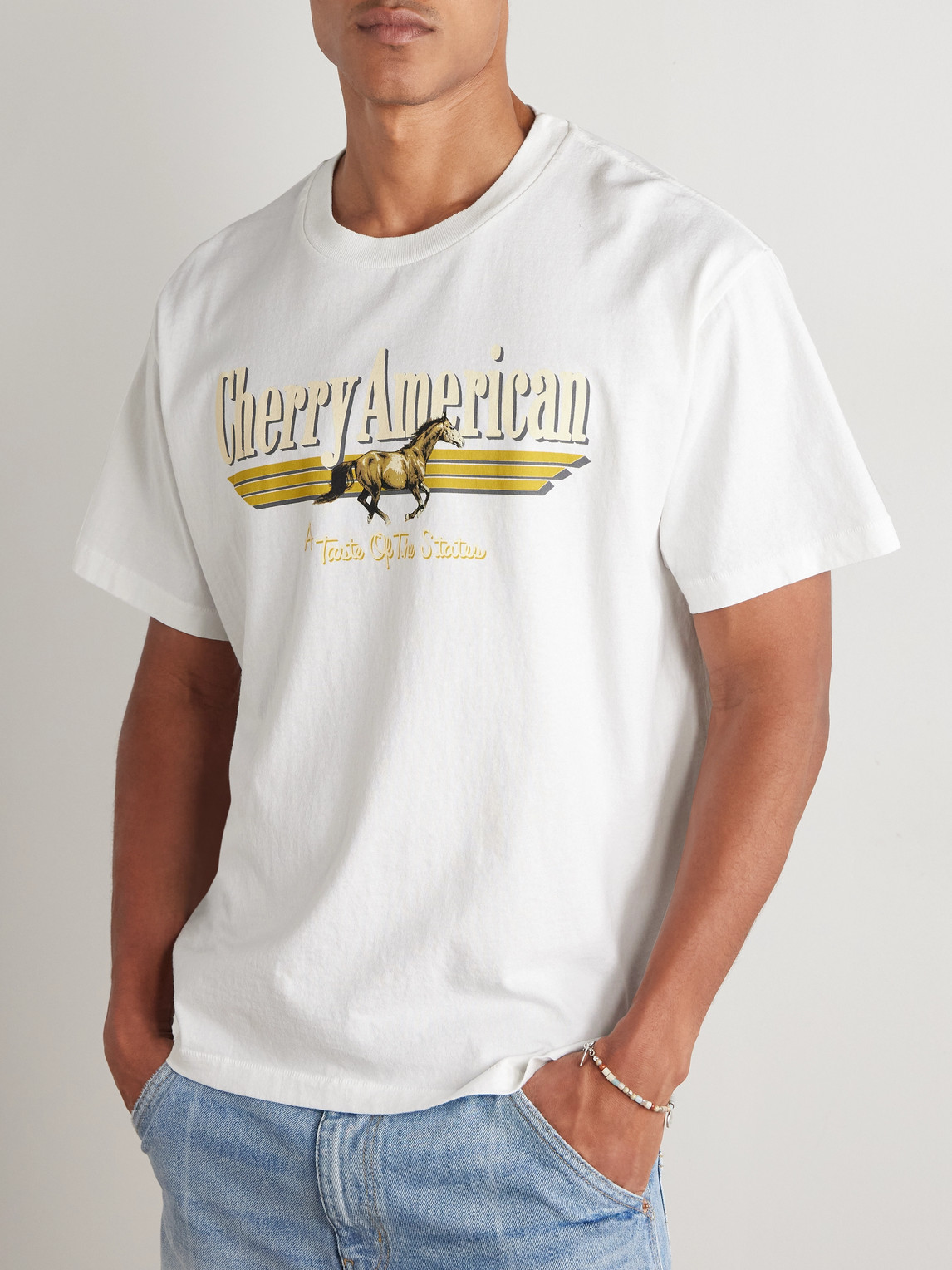 Cherry Los Angeles Coast To Coast Printed Cotton-jersey T-shirt In White