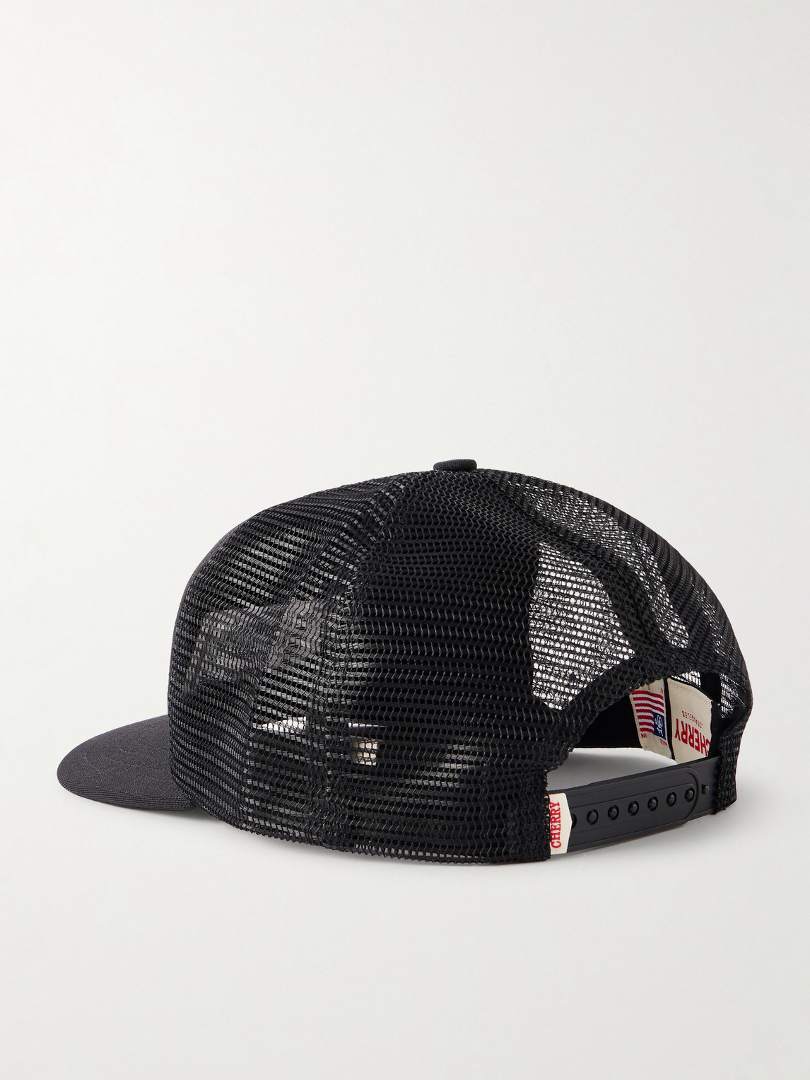 Cherry Los Angeles Studded Five Star Logo-embroidered Canvas And Mesh Trucker Cap In Black