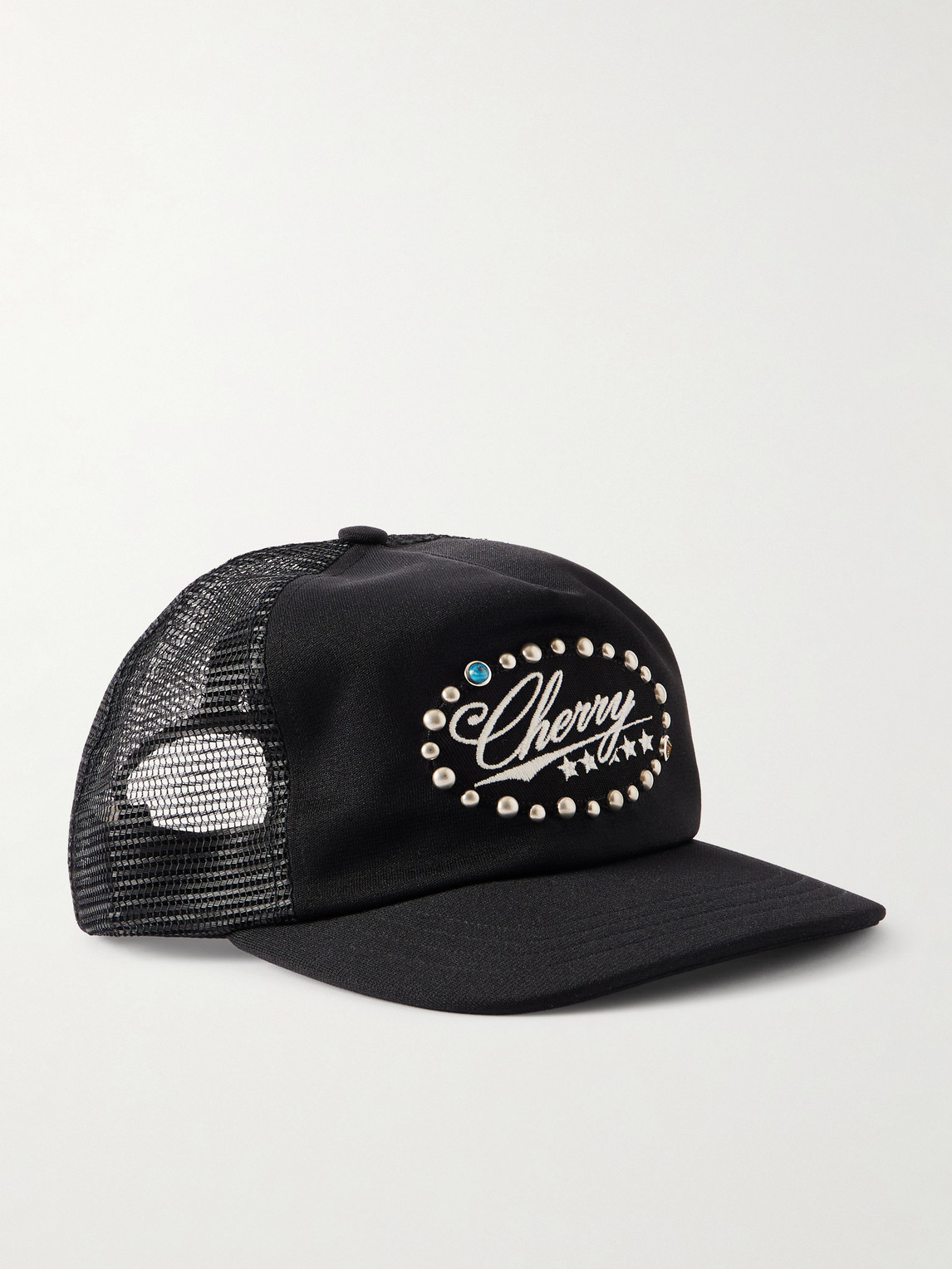 Cherry Los Angeles Studded Five Star Logo-Embroidered Canvas and Mesh Trucker Cap - Men