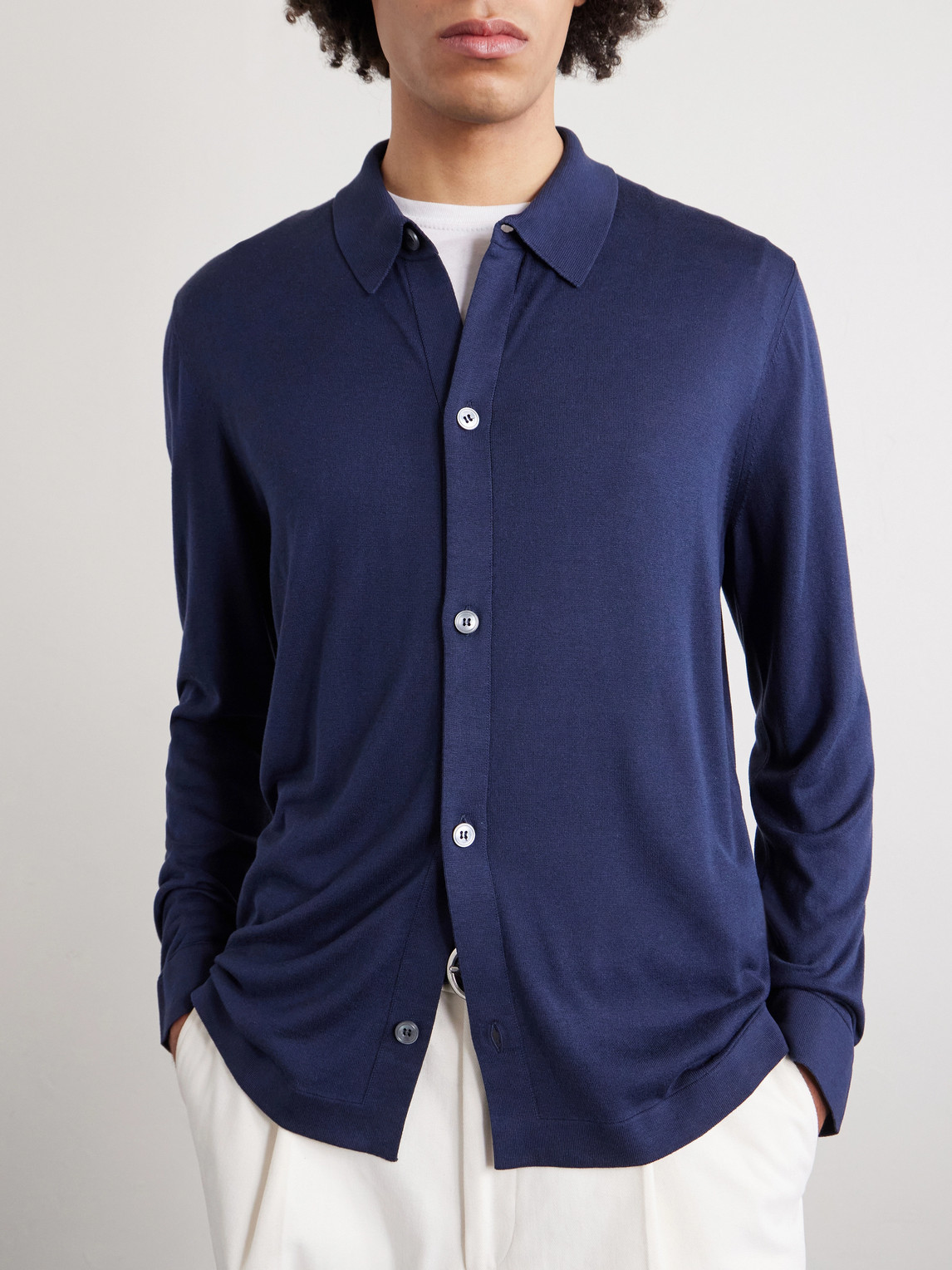  Lardini - Silk Shirt - Men - Blue - S 