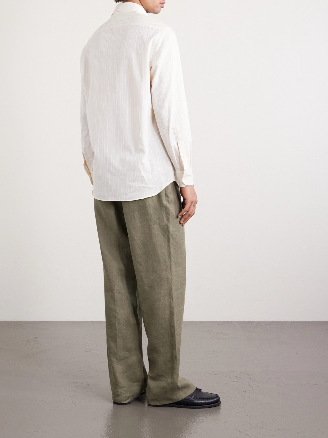  Lardini - Striped Cotton-poplin Shirt - Men - Neutrals - Eu 39 